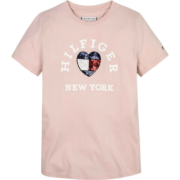 Tommy Hilfiger Sequins Graphic T-Shirt Whimsy Pink - Str. 164 cm/14 år