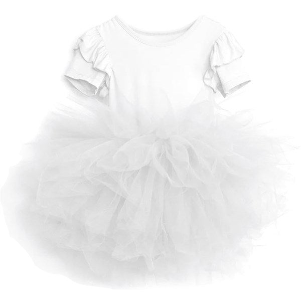 Dolly by Le Petit Timeless Short Sleeve Tutu Kjole Hvid - Str. 4-6 år/S