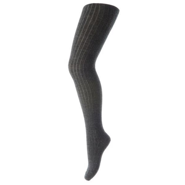 MP 128 Wool Rib Tights 497 Dark Grey Melange - Str. 11-12 år/150 cm