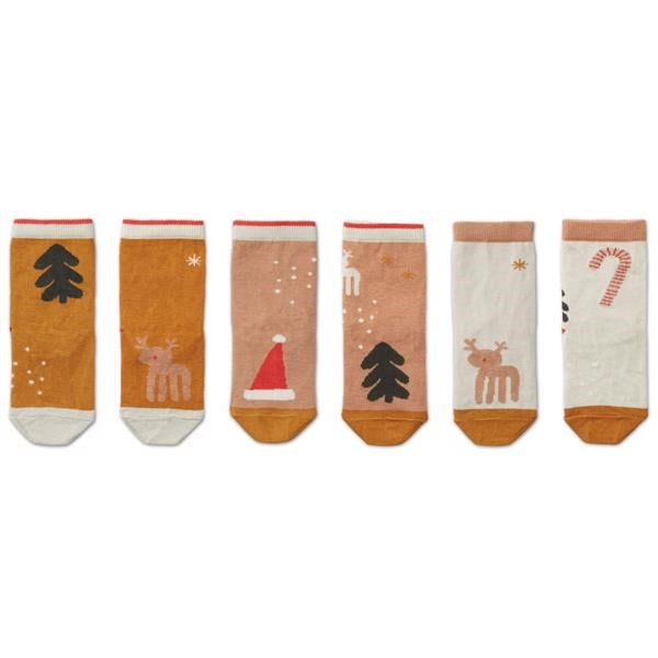 Liewood Silas Cotton Socks 3 Pack Holiday Tuscany Rose Multi Mix - Str. Str. 17/18