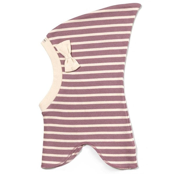 Racing Kids Top Elefanthue Sløjfe 1-lags Stripe Eggshell / Dusty Purple - Str. M/2-4 år