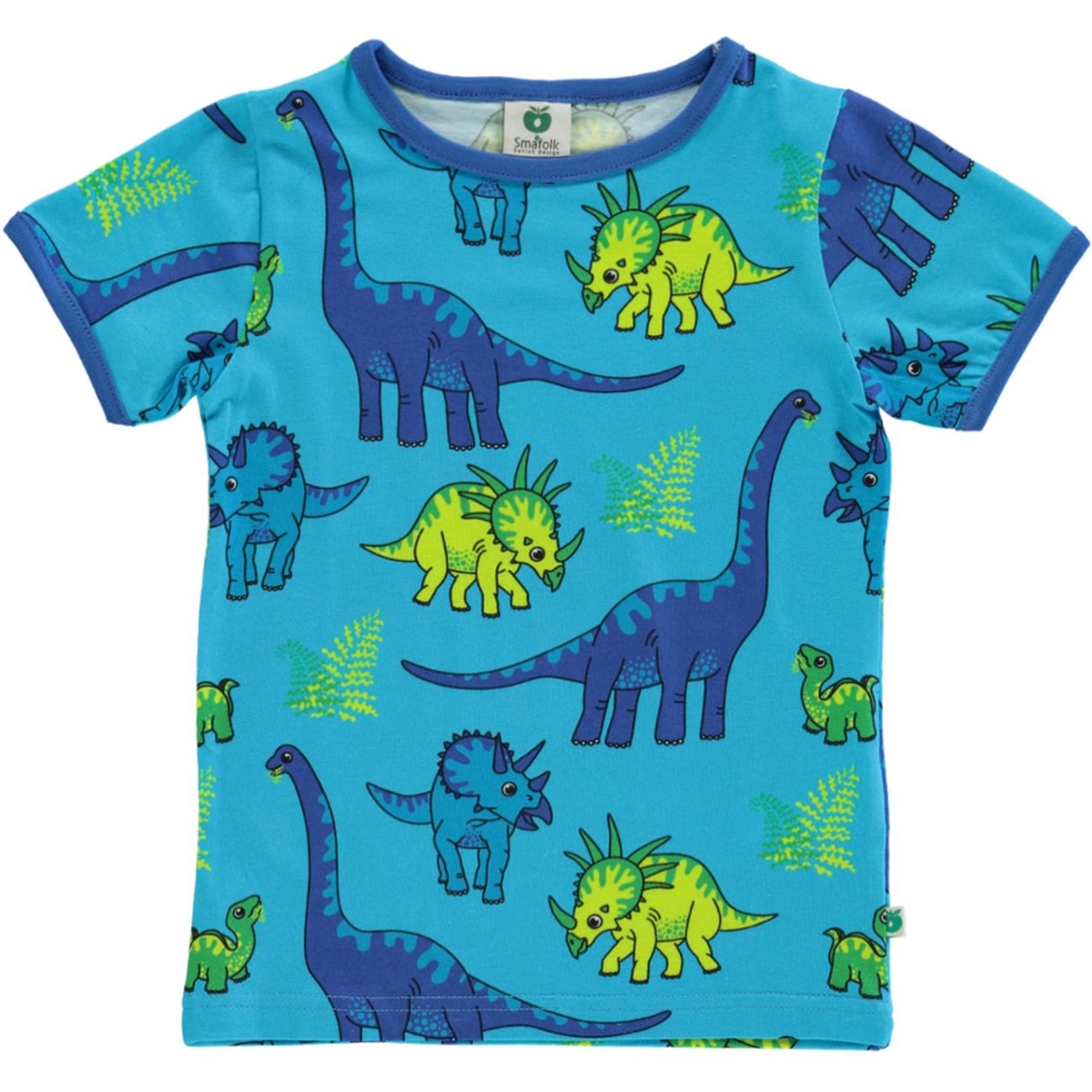 Billede af Småfolk Blue Atoll T-Shirt Med Dinosaur - Str. 5-6 år