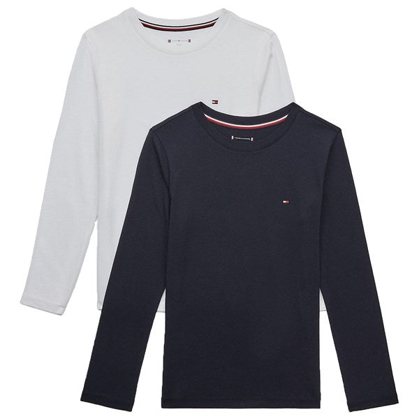 Tommy Hilfiger Bluse 2-Pak Desert Sky/White - Str. 12-14 år