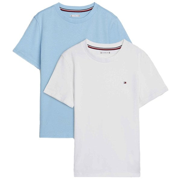 Tommy Hilfiger Undertrøje 2-Pak White / Well Water Blue - Str. 10-12 år