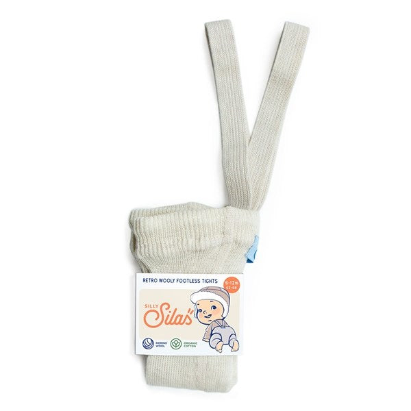 Silly Silas Wooly footless tights with braces Cream Blend - Str. 2-3 år