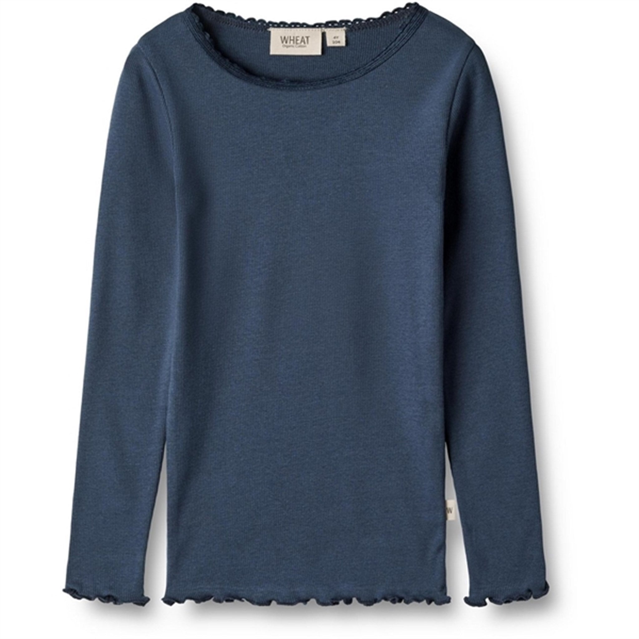 Wheat Blue Waves Rib Bluse Reese - Str. 4 år