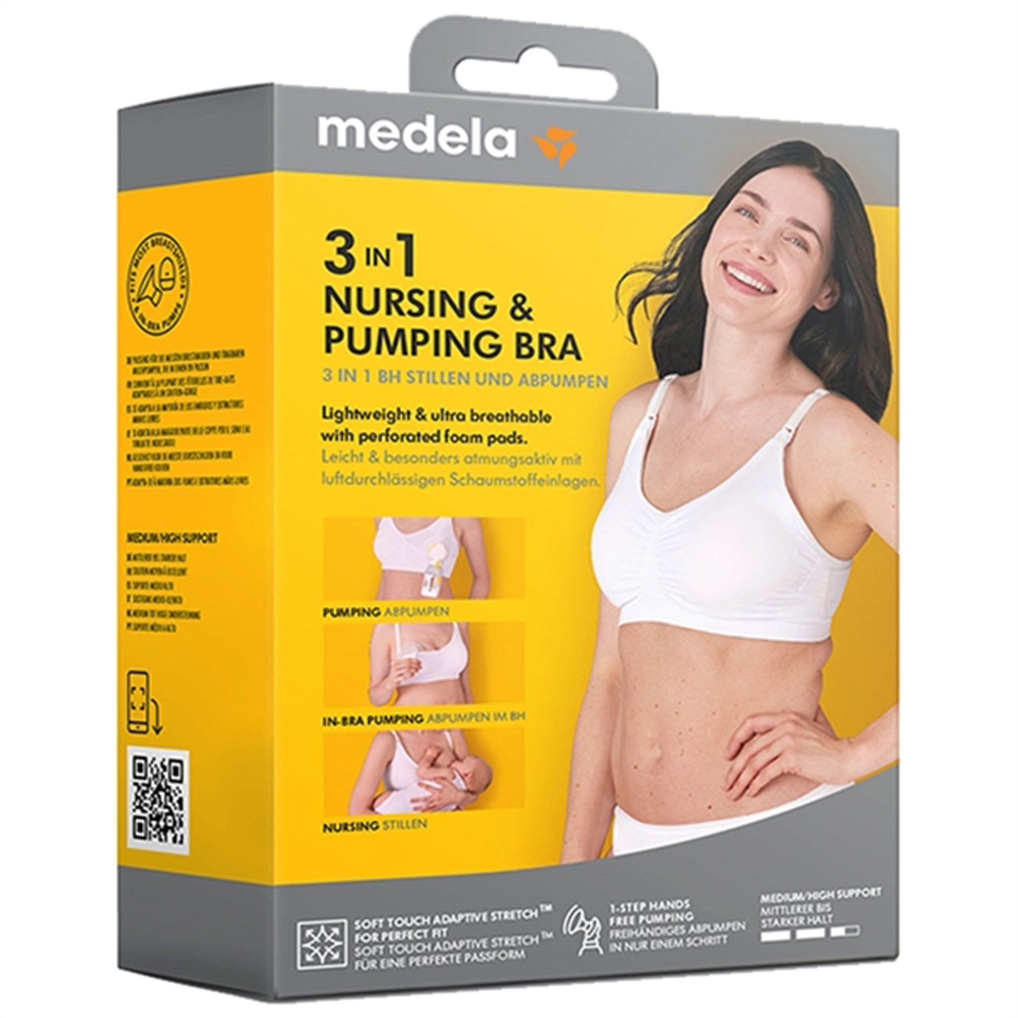 medela 3-i-1 Amme- og pumpe BH Hvid – Str. M