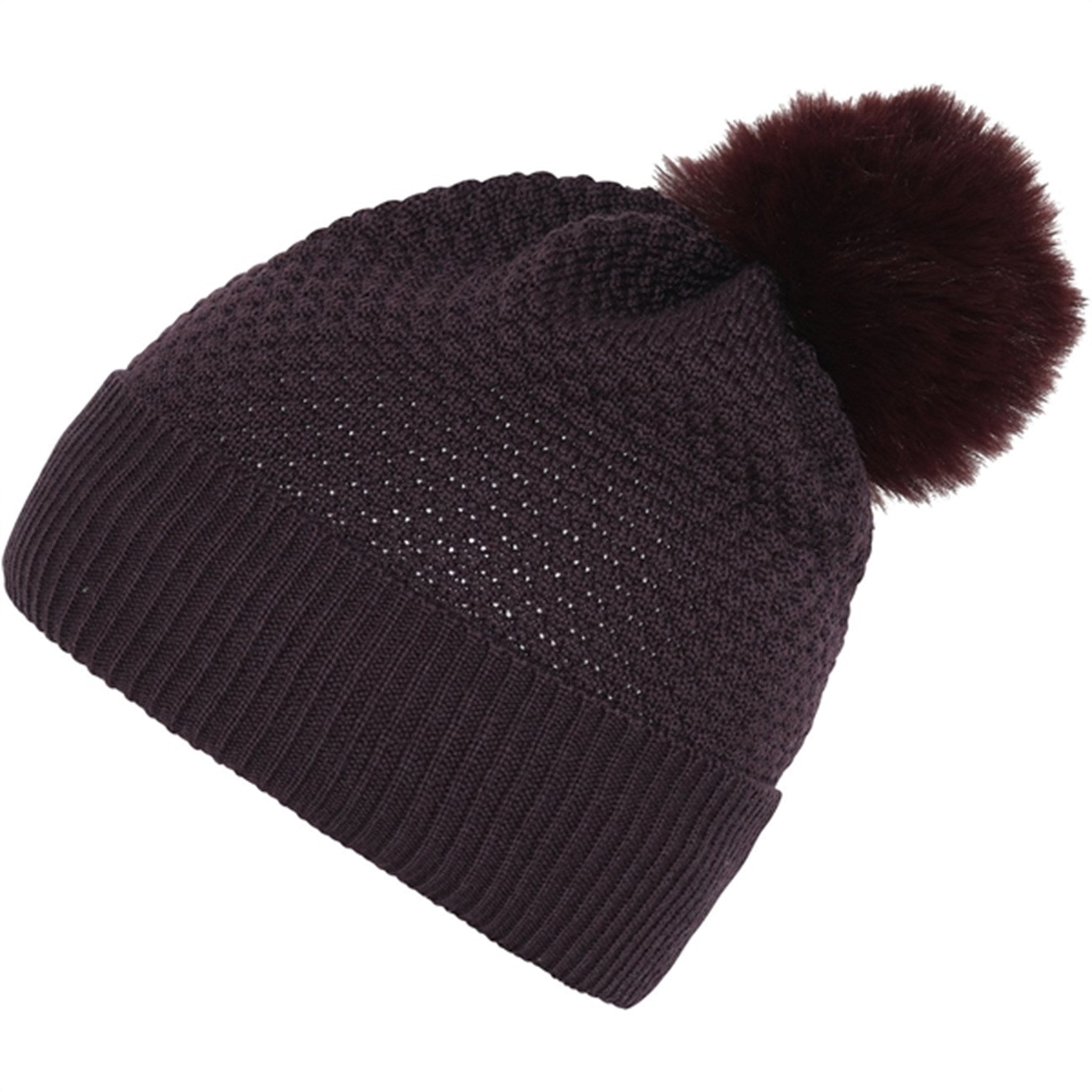 MP Danmark 97502 Oslo Uld Beanie - Fake Fur Plum Perfect - Str. 51-53 cm