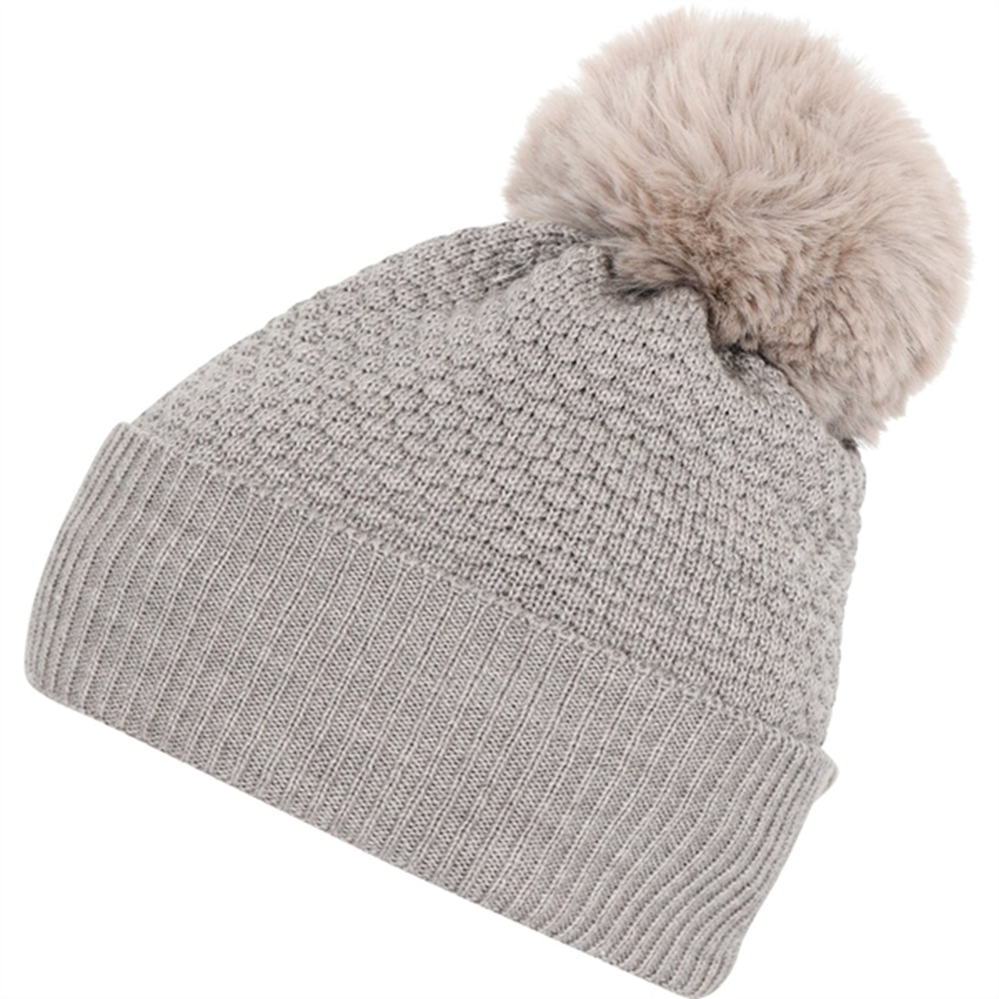 MP Danmark 97502 Oslo Uld Beanie - Fake Fur Light Brown Melange - Str. 47-49 cm