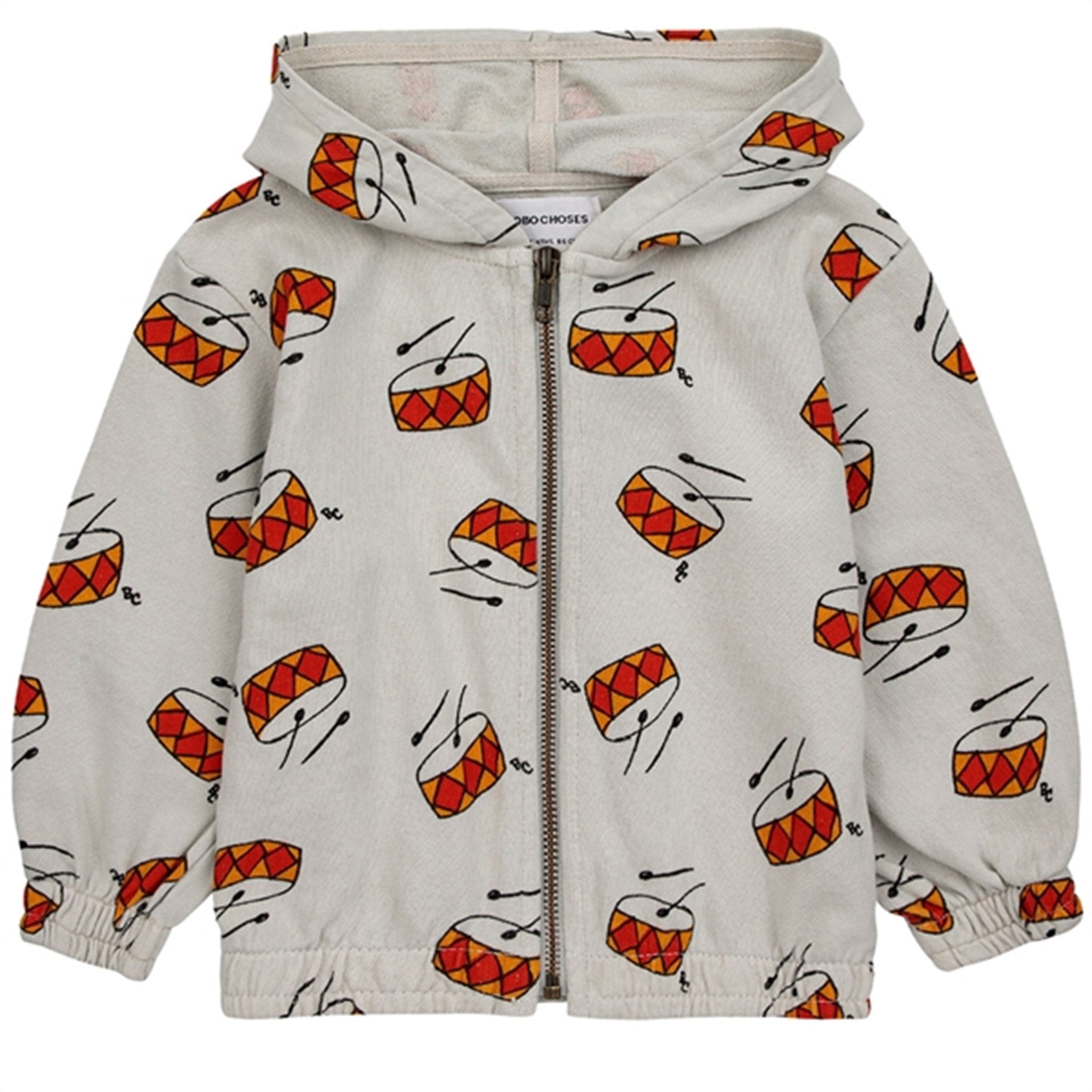 Bobo Choses Baby Play The Drum Zipped Hoodie Beige - Str. 24 mdr