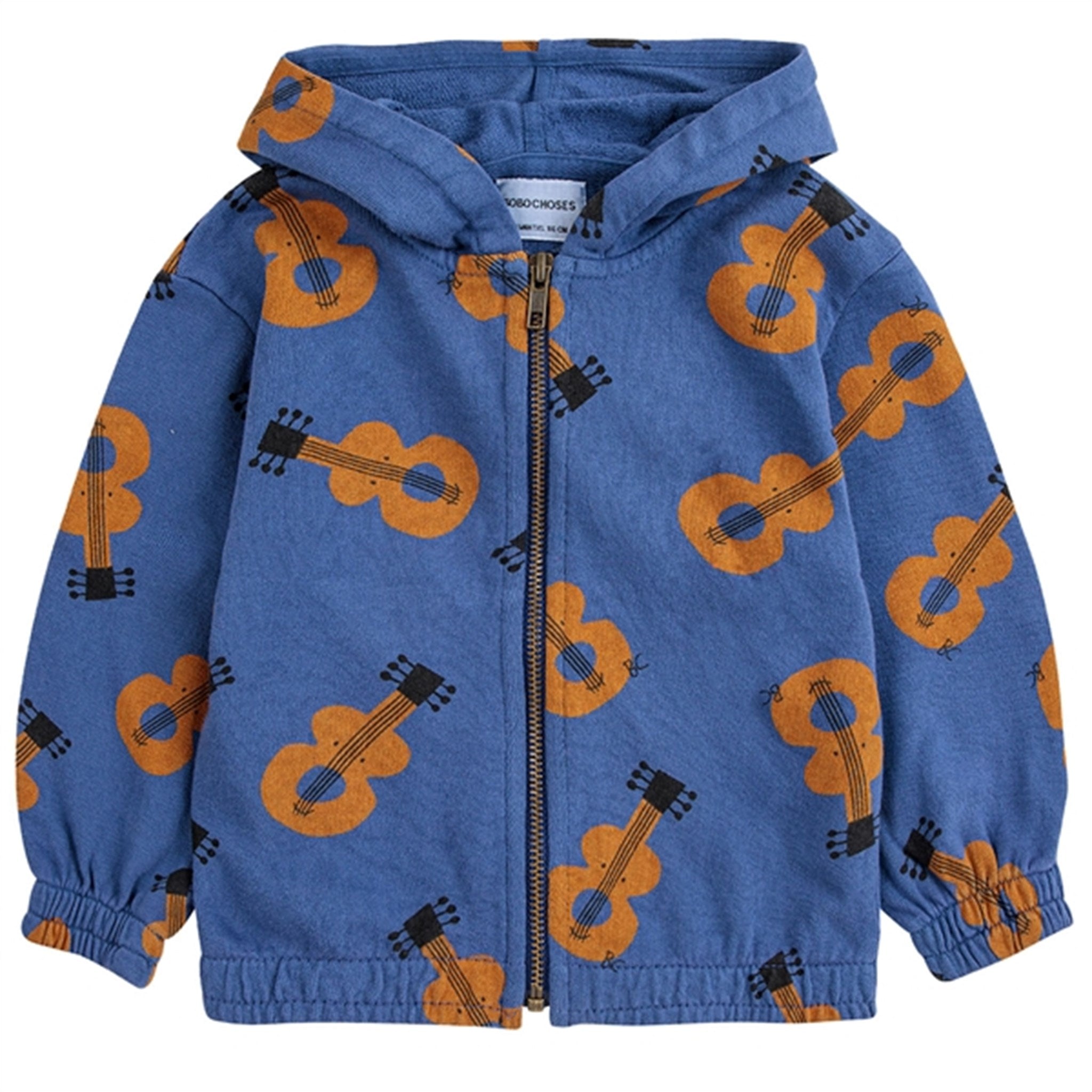 Bobo Choses Baby Acoustic Guitar All Over Zipped Hoodie Navy Blue - Str. 18 mdr