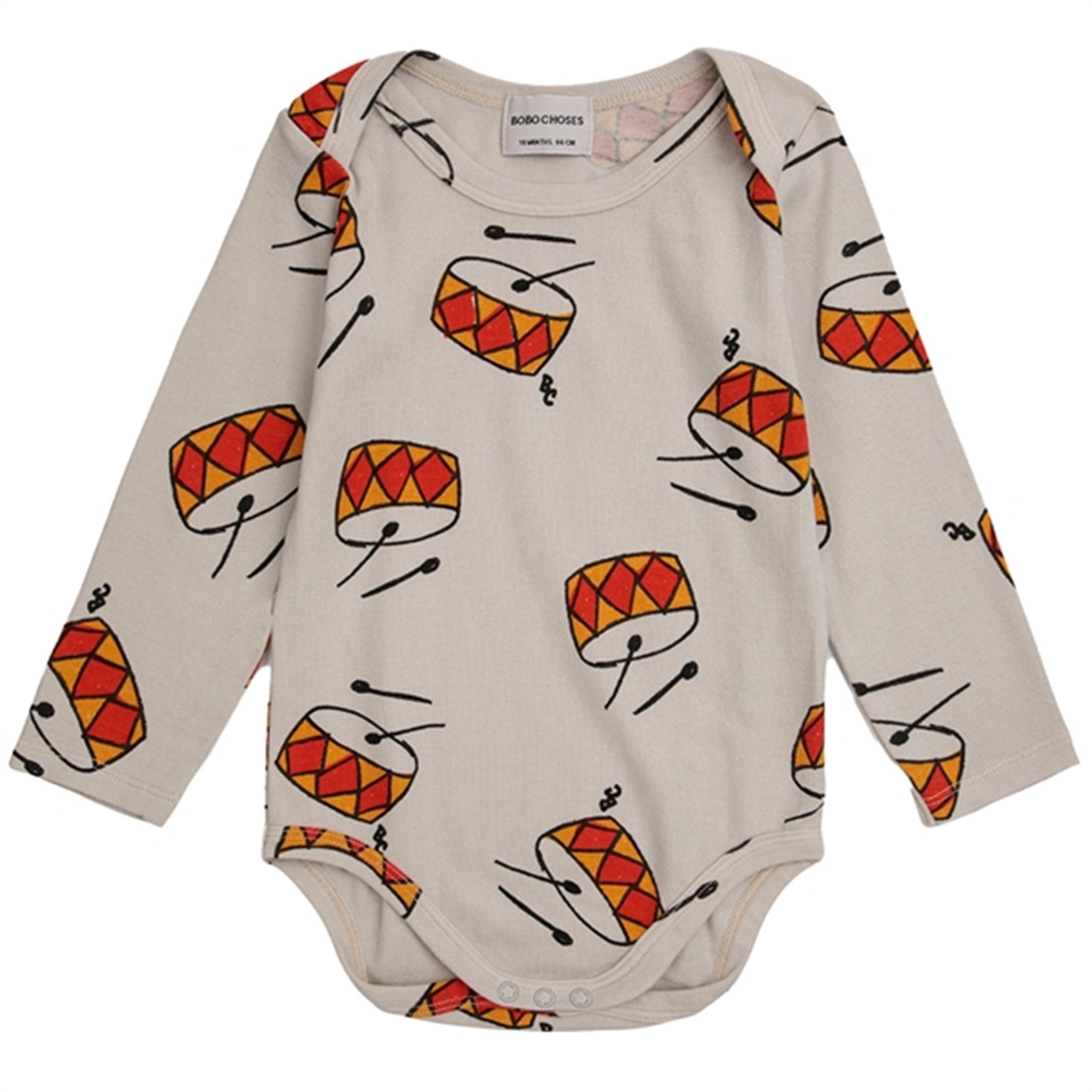 Bobo Choses Baby Play The Drum All Over Body Long Sleeve Beige - Str. 9 mdr