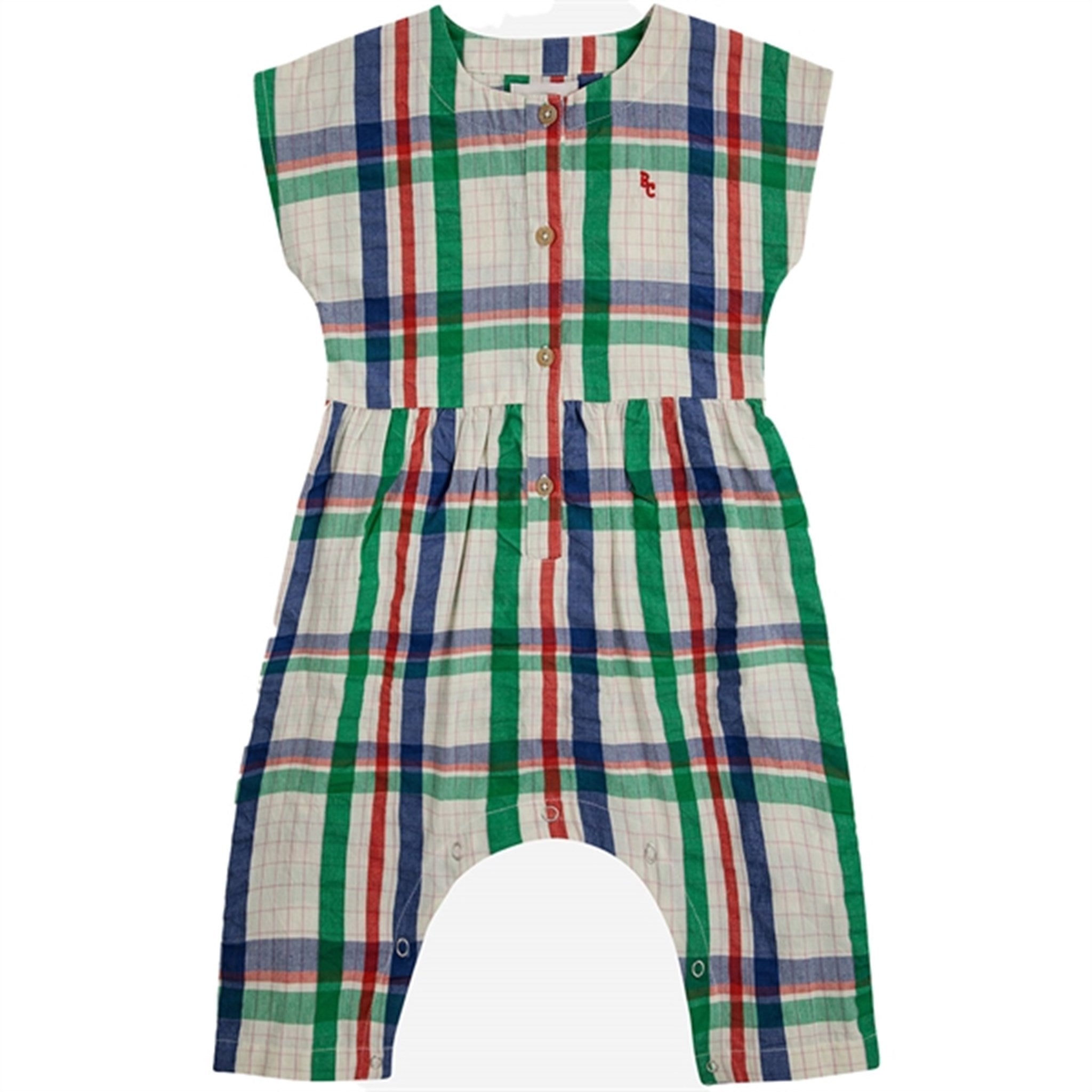 Bobo Choses Baby Madras Checks Woven Overall Short Sleeve Multicolor - Str. 12 mdr
