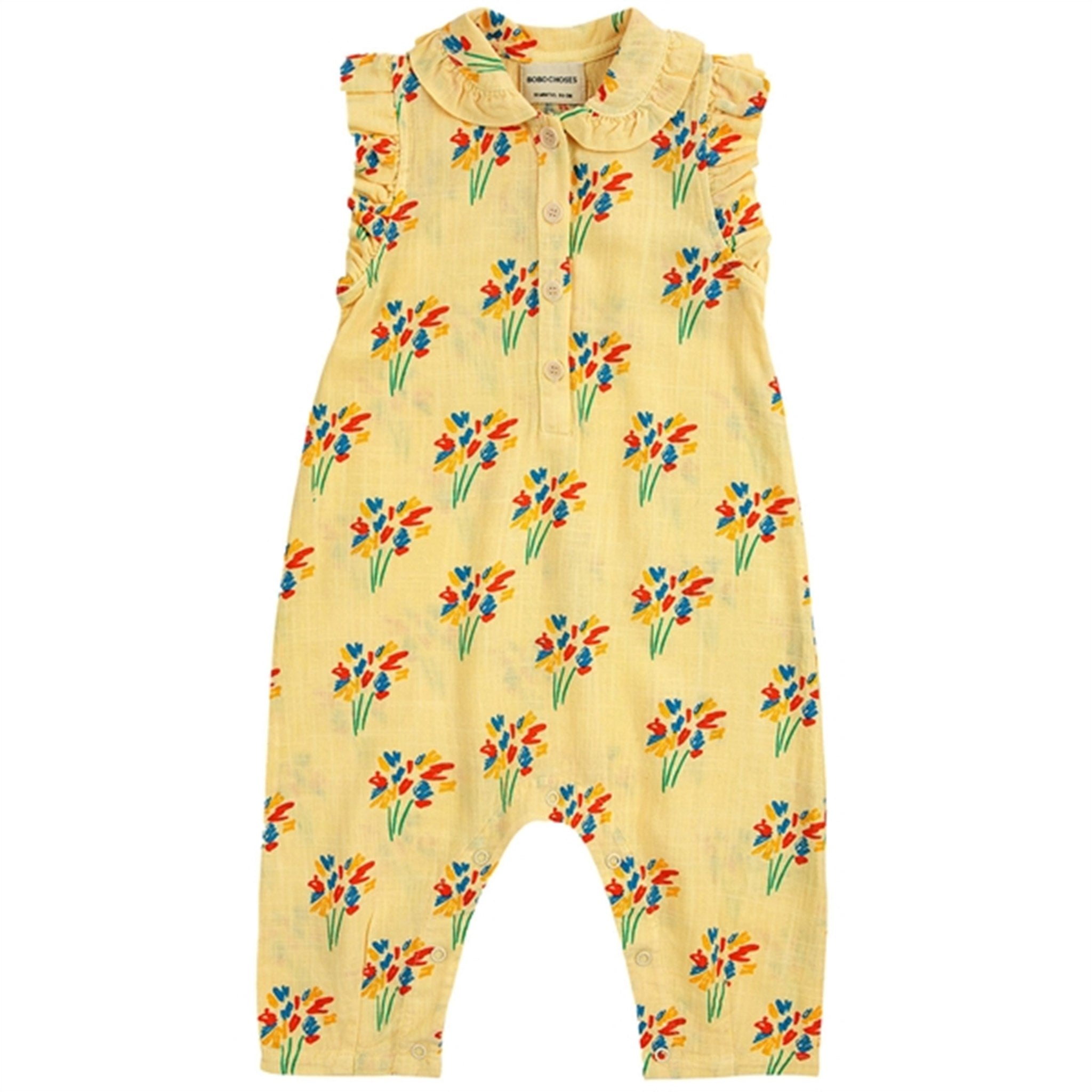 Bobo Choses Baby Fireworks All Over Woven Overall Sleeveless Light Yellow - Str. 9 mdr