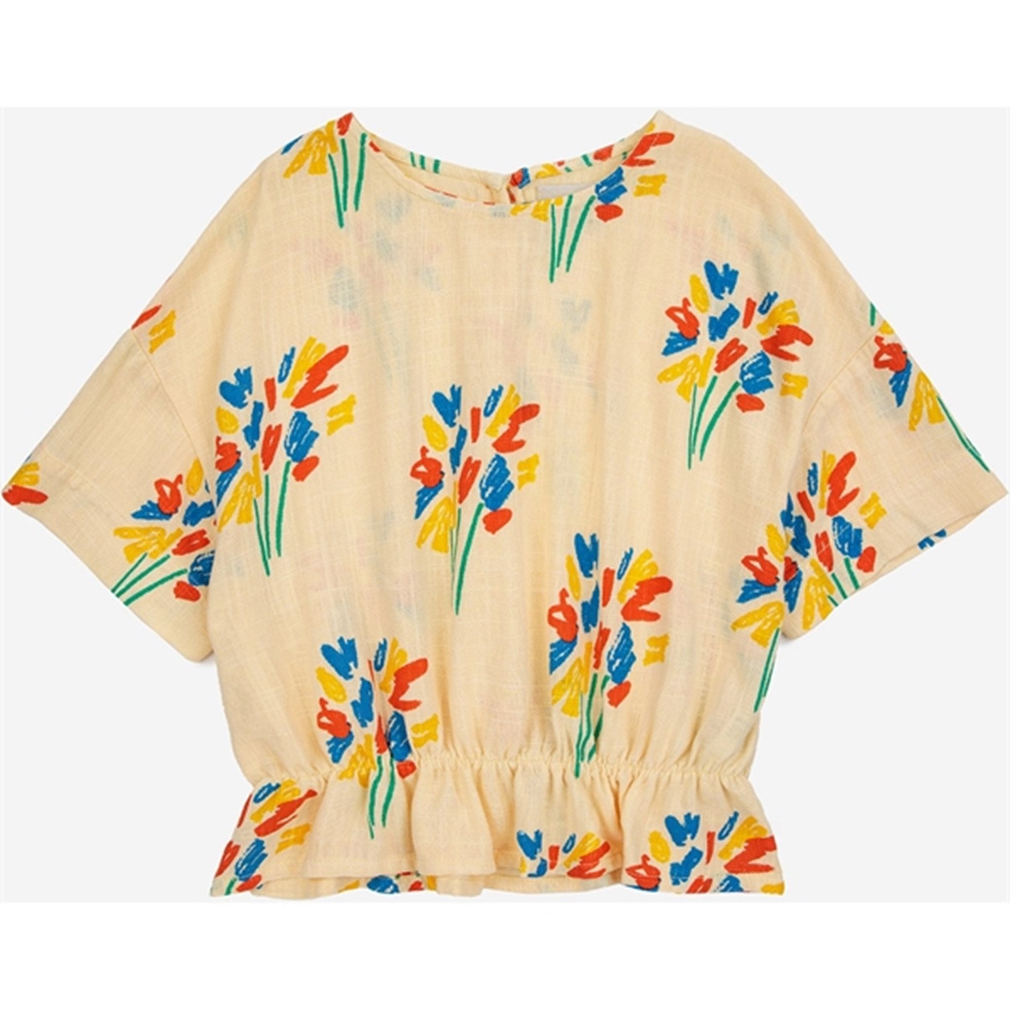 Bobo Choses Fireworks All Over Woven Top Short Sleeve Light Yellow - Str. 8-9 år