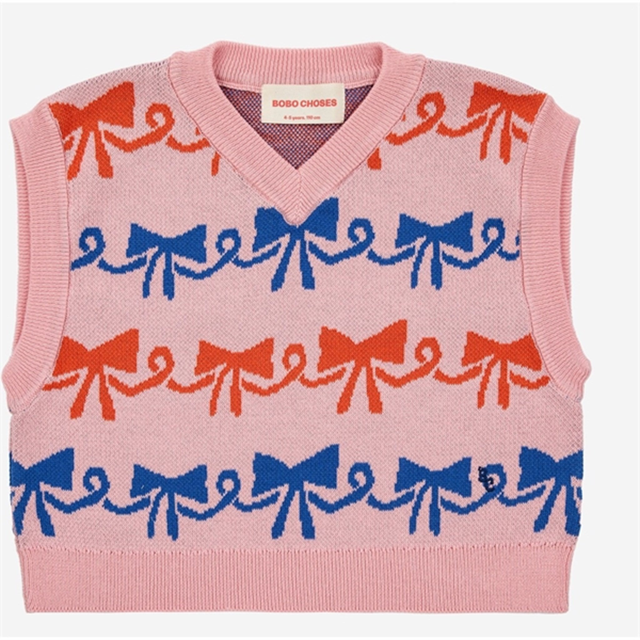 Bobo Choses Ribbon Bow All Over Jacquard Vest Pink - Str. 8-9 år