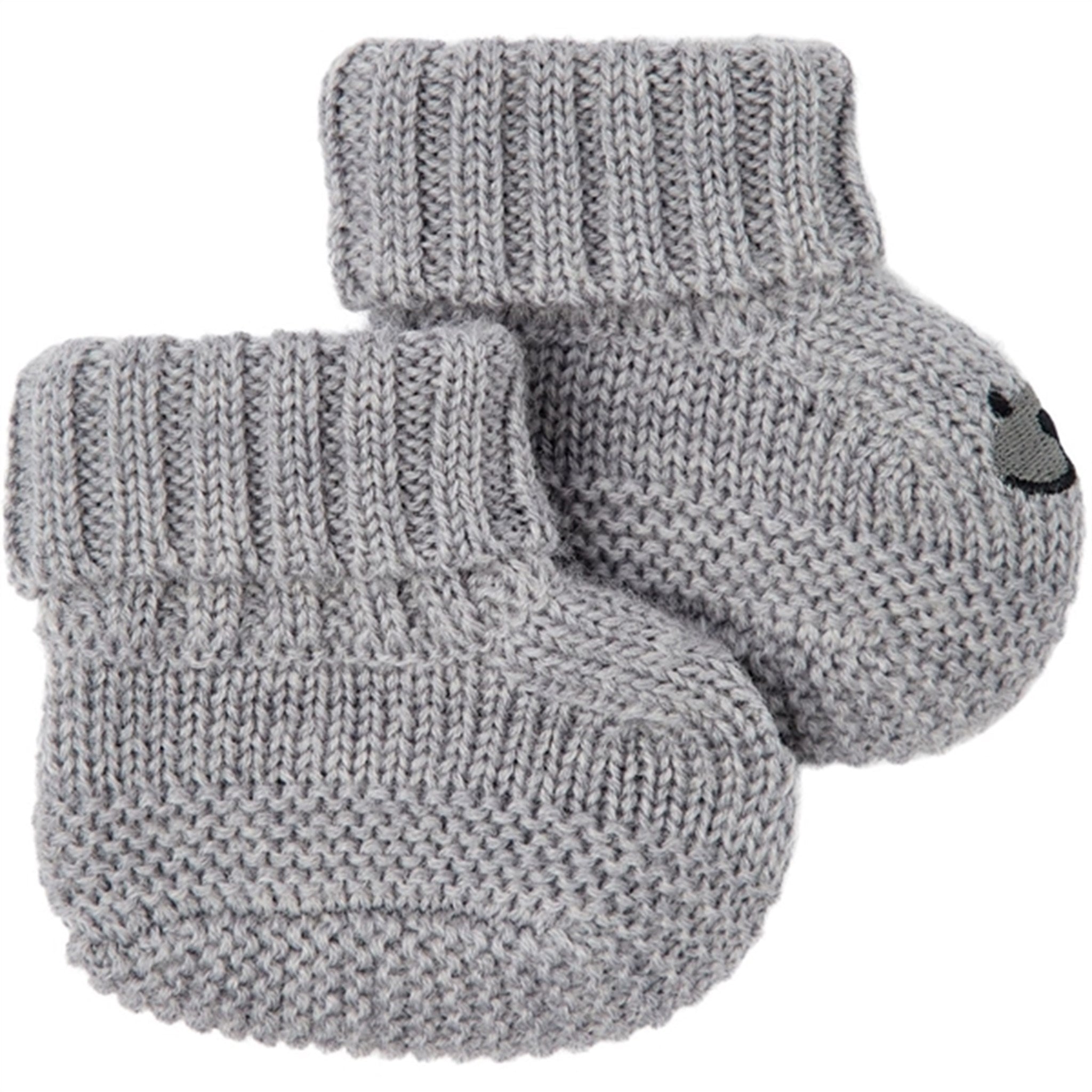 Name it Grey Melange Runi Uld Strik Slippers - Str. 74/80