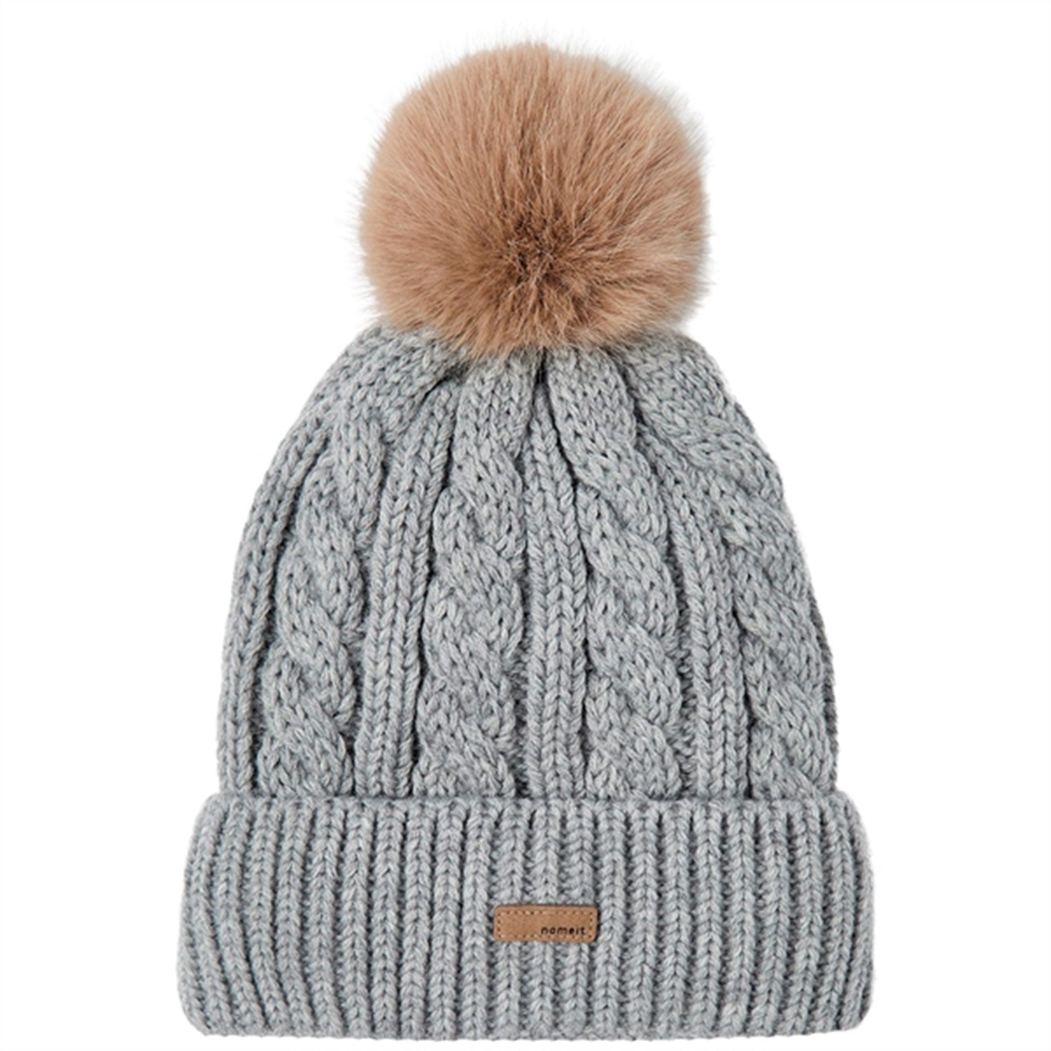 Name it Grey Melange Milo Strik Beanie - Str. 48/49