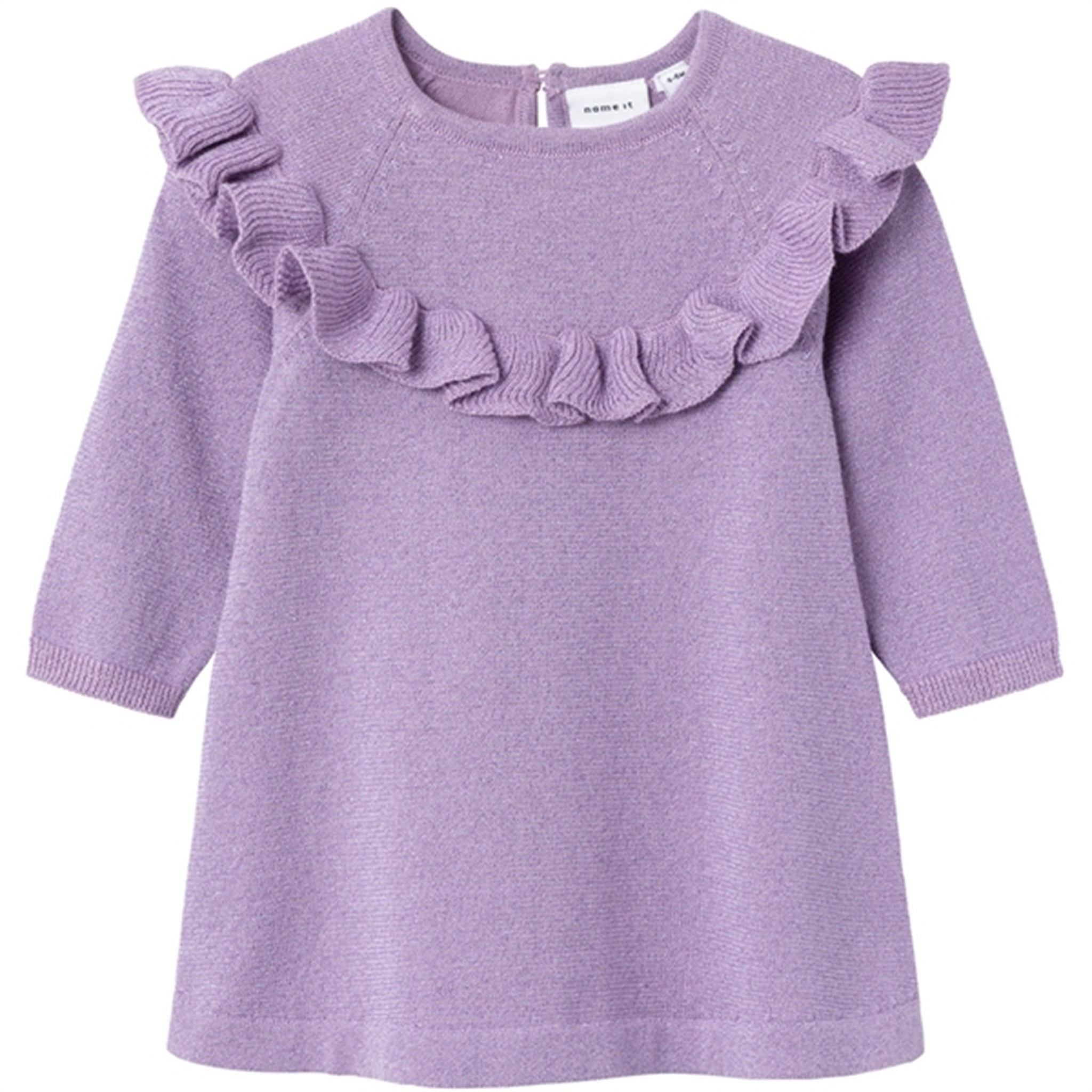 Name it Lavender Mist Resine Strik Kjole - Str. 56