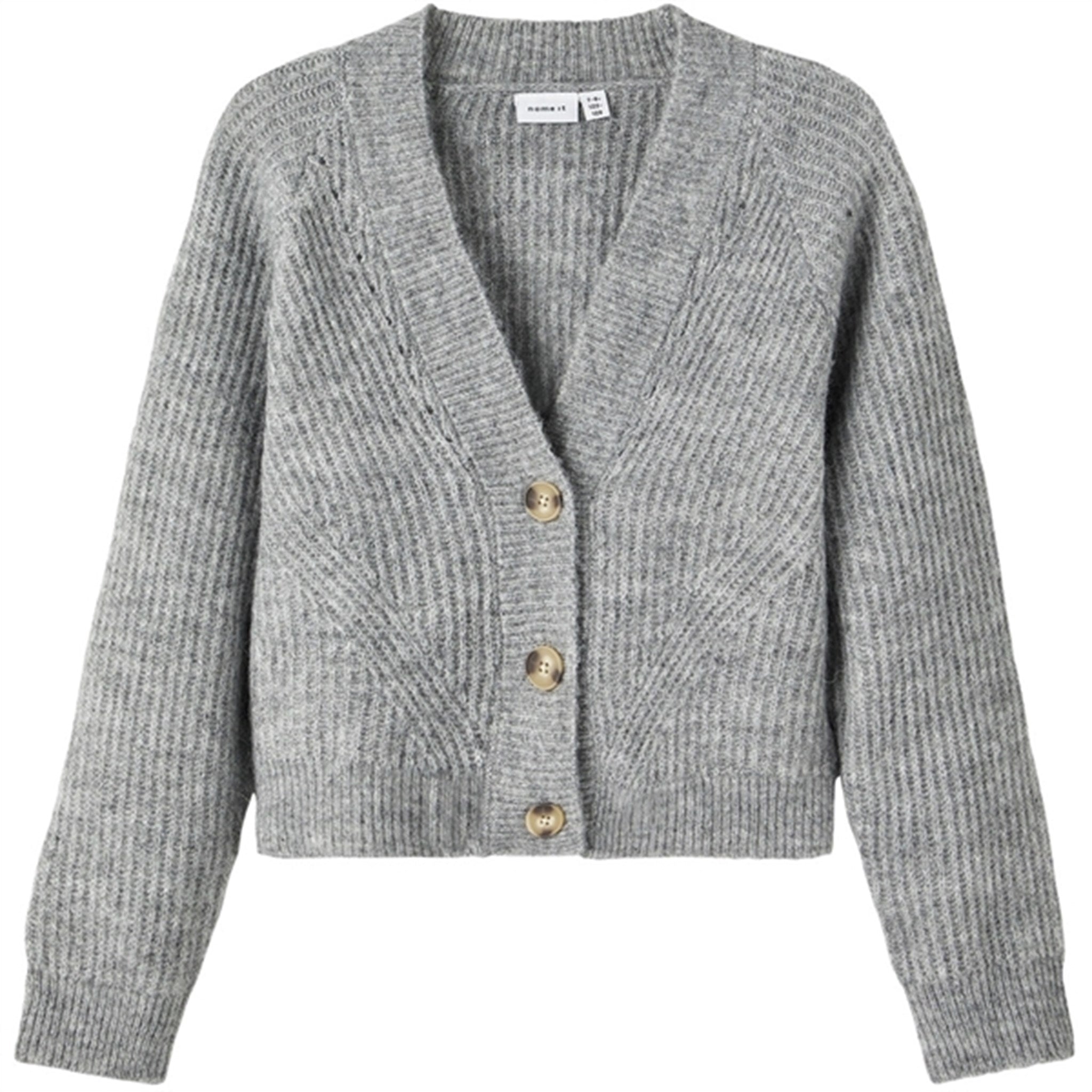 Name it Grey Melange Seranne Strik Cardigan - Str. 116