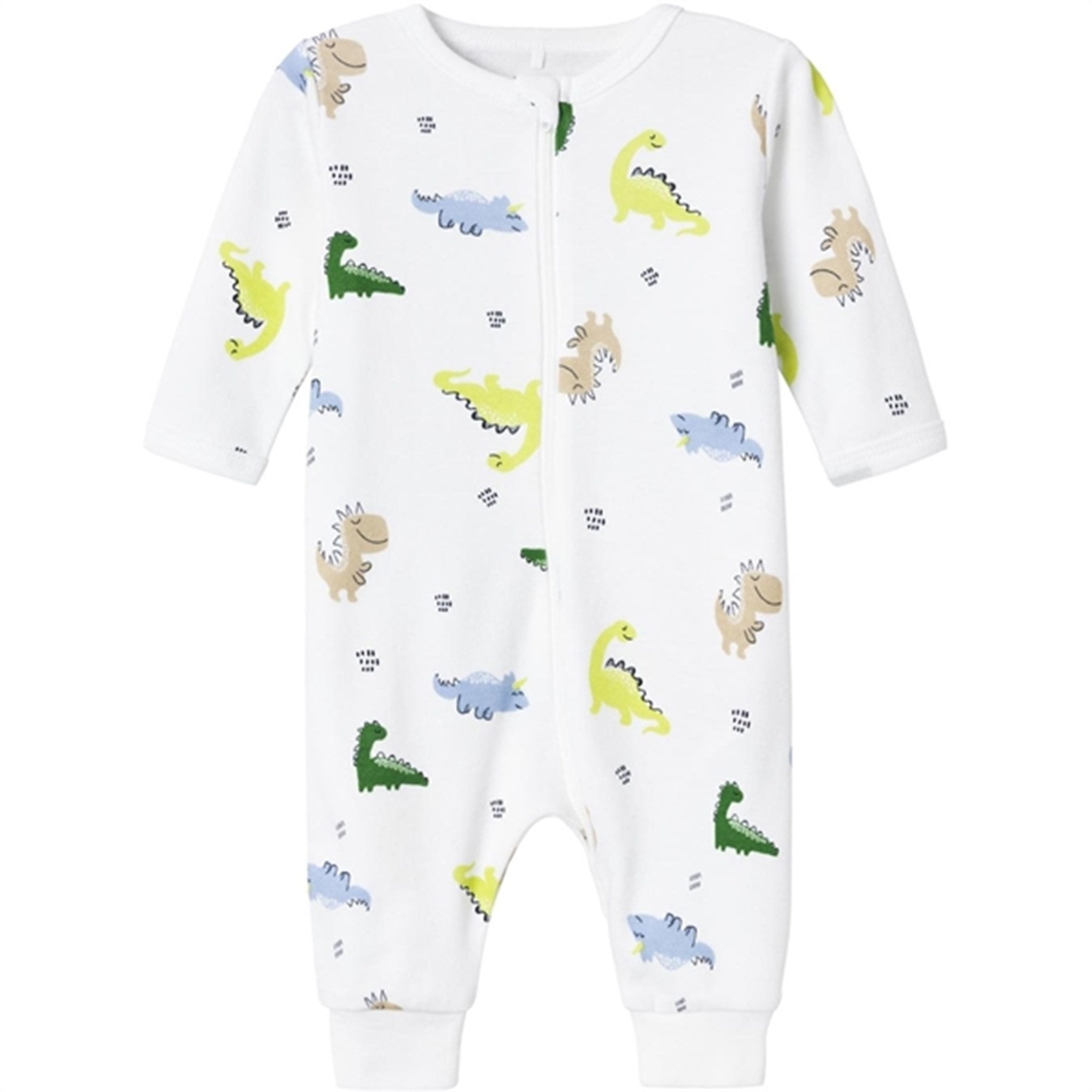 Name it Bright White Wild Lime Dino Natdragt med Lynlås Noos - Str. 86