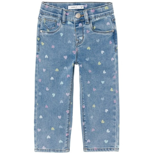 Name it Medium Blue Denim Hearts Bella Mom Jeans - Str. 104