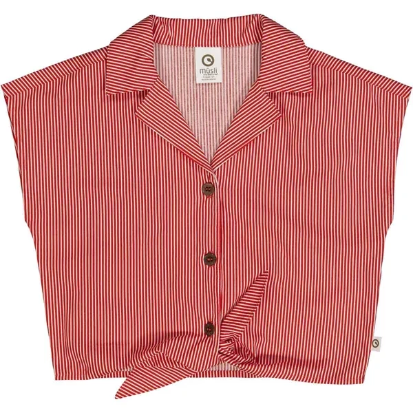 Müsli Balsam Cream/Apple Red Poplin Stripe Skjorte Top - Str. 128