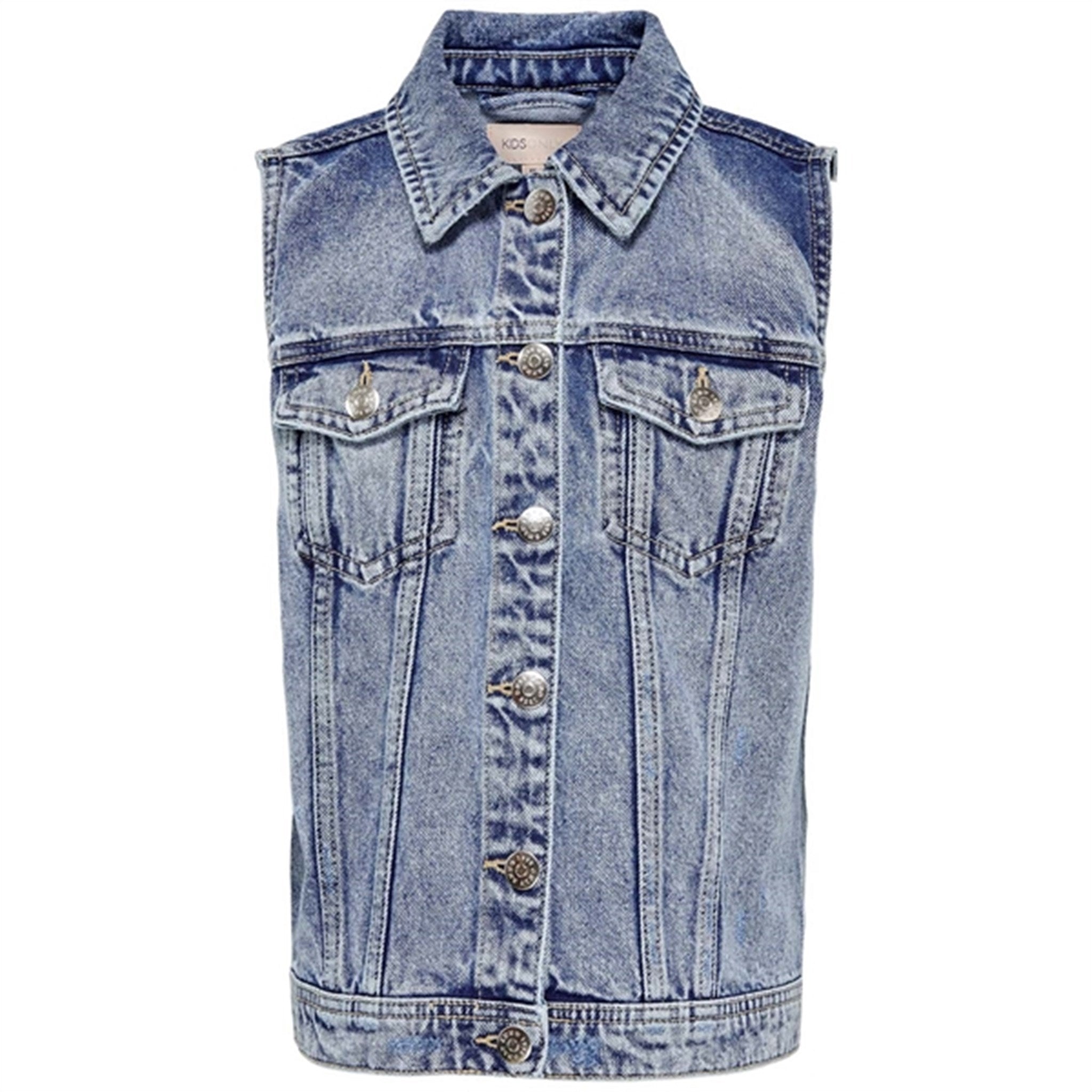 Kids ONLY Light Blue Denim Gekat Vest - Str. 134