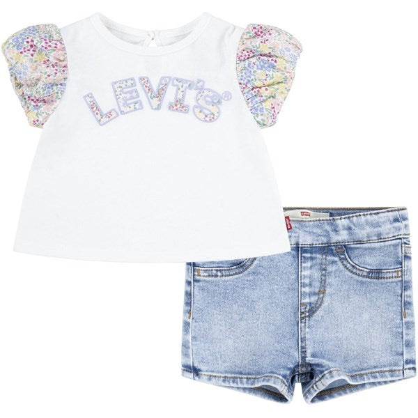 Levi's Floral Slv T-Shirt Og Shorts Sugar Swizzle - Str. 24 mdr/2 år