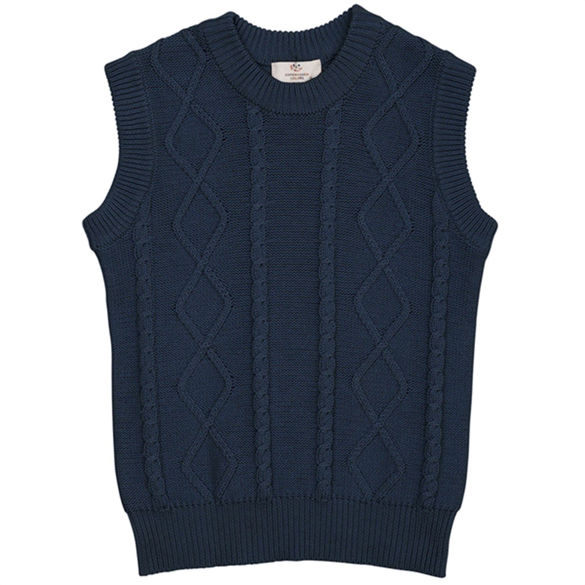 Copenhagen Colors x Luksusbaby Navy Strikket Cable Vest - Str. 110