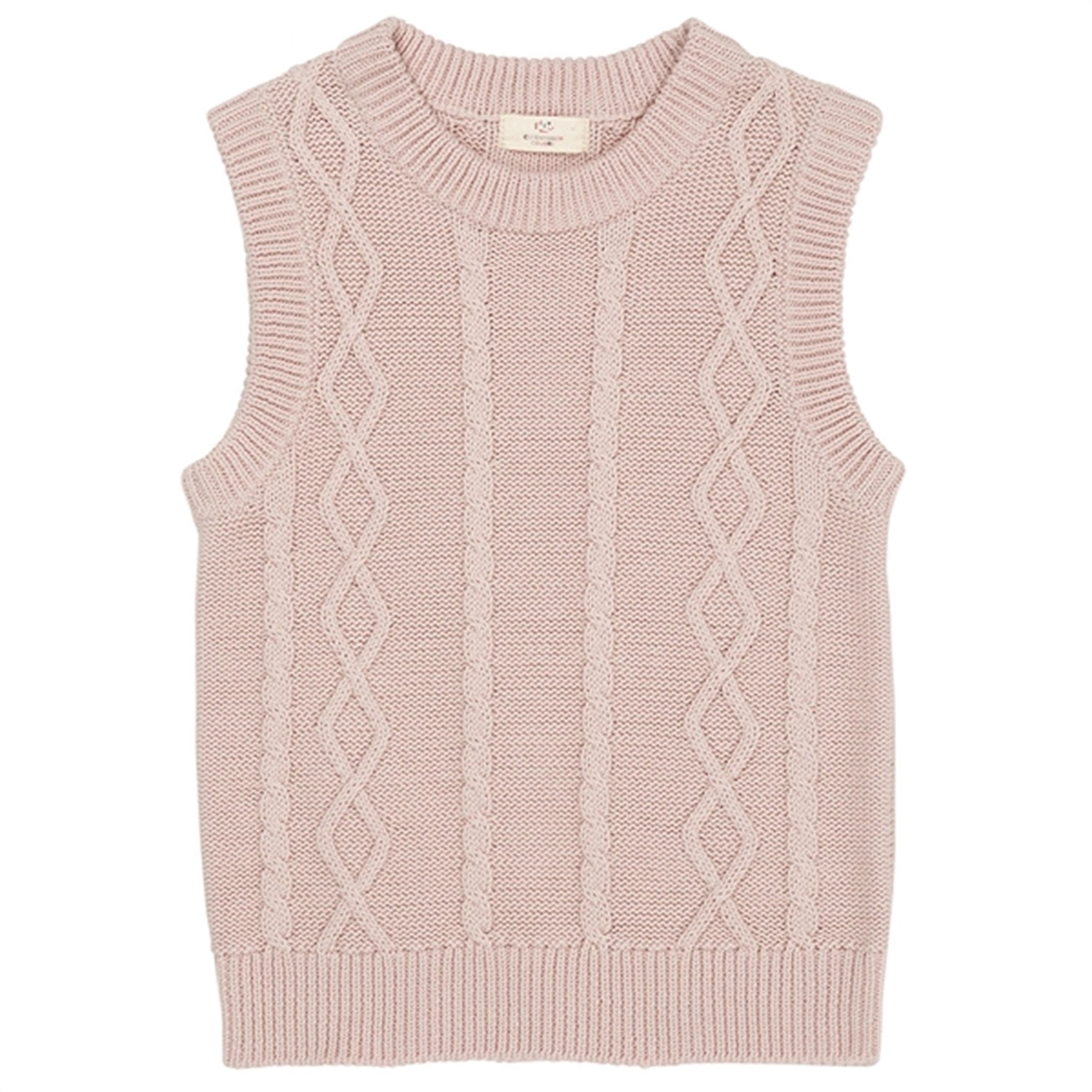 Copenhagen Colors x Luksusbaby Rosa Strikket Cable Vest - Str. 116