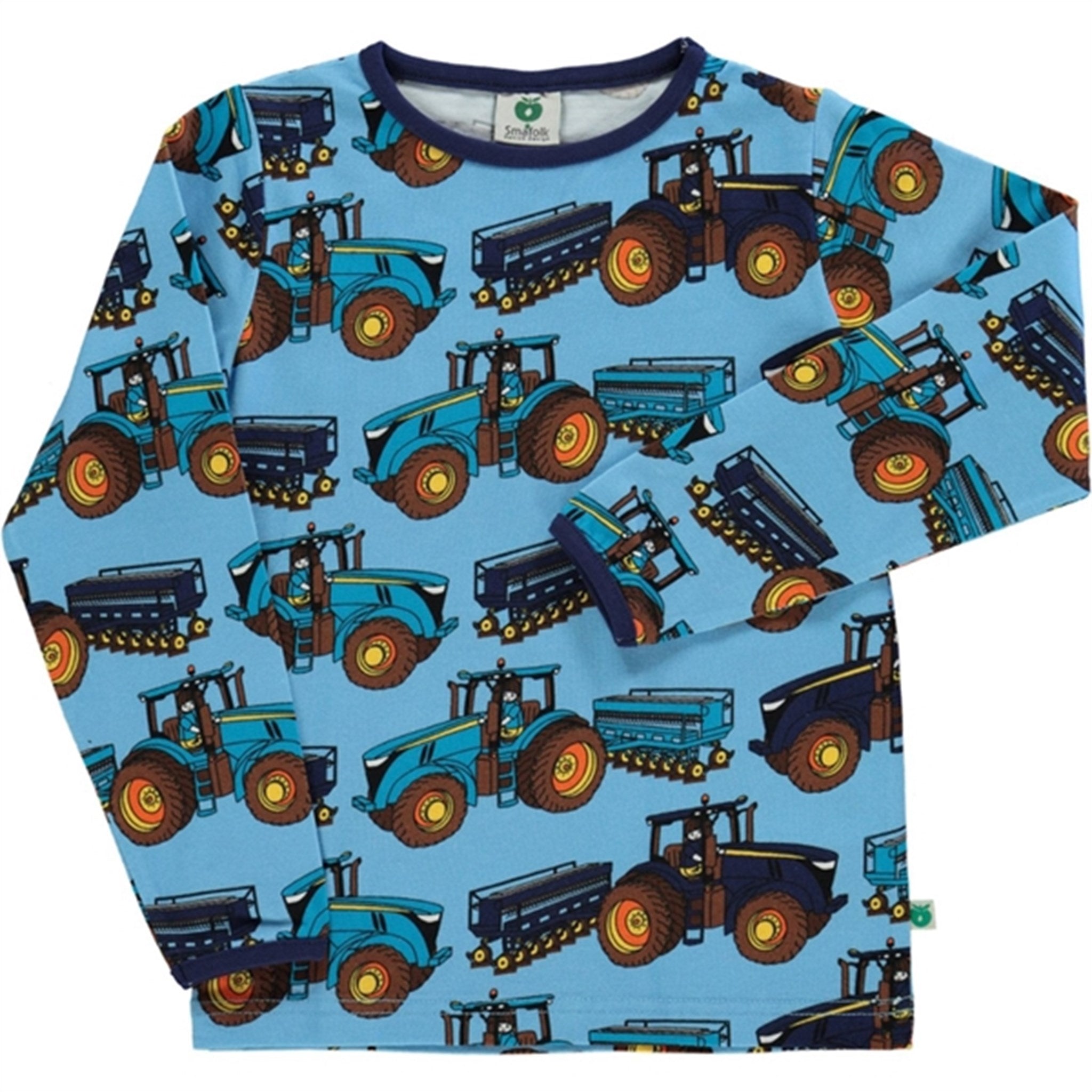 Småfolk Blue Grotto Traktor Bluse - Str. 5-6 år