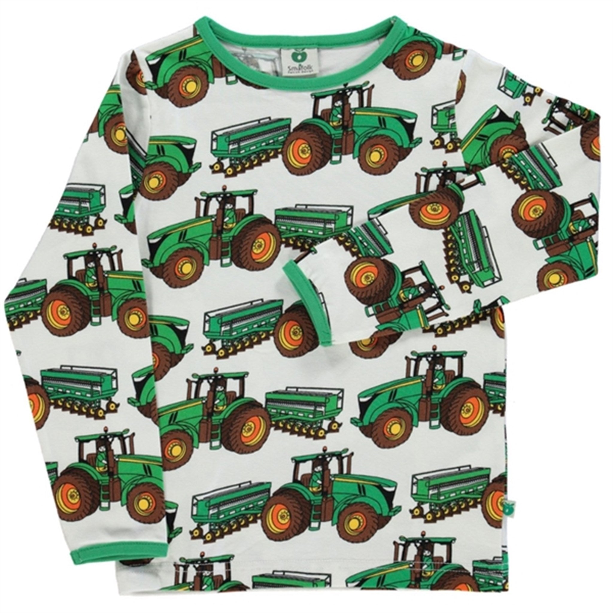 Småfolk Cream Traktor Bluse - Str. 7-8 år