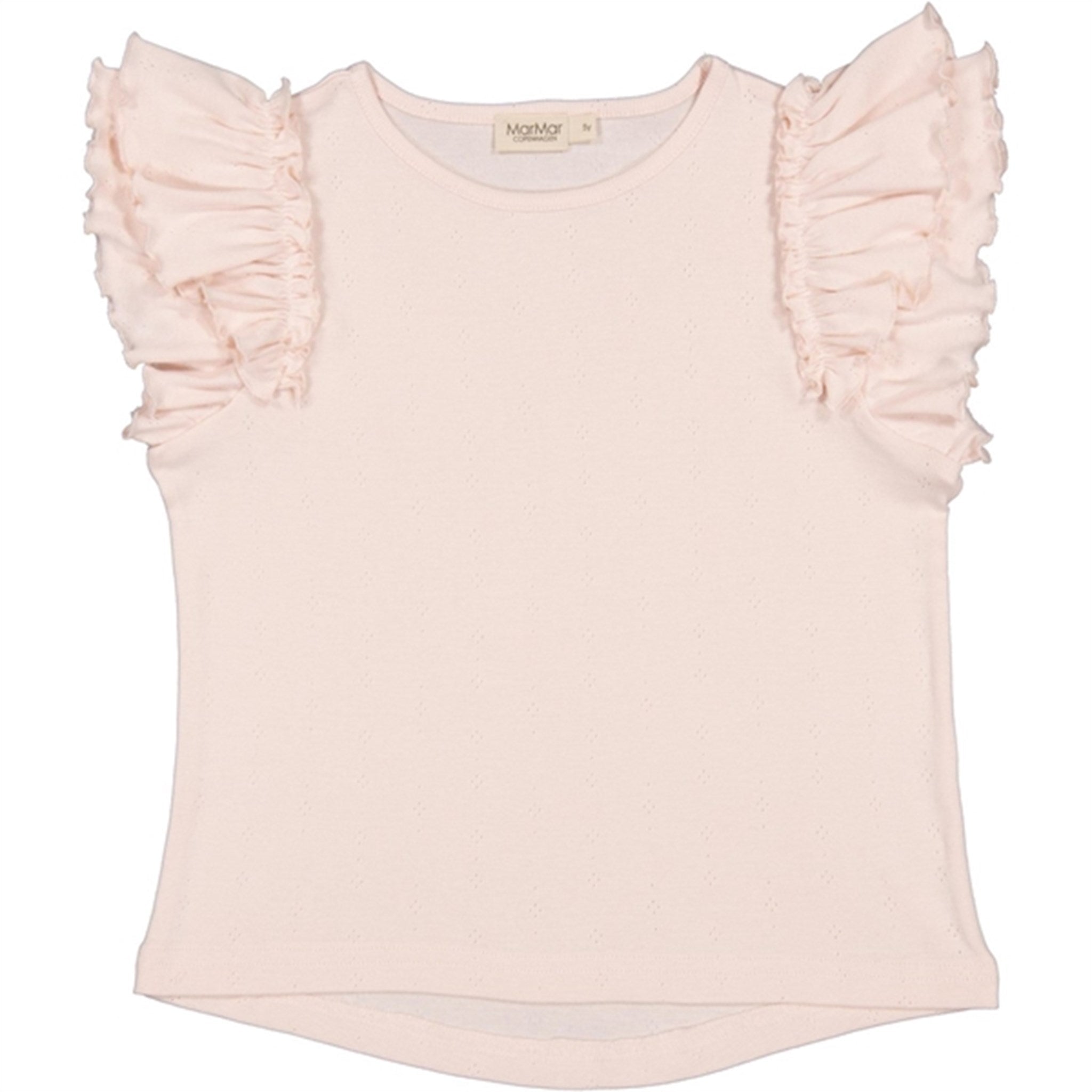 MarMar Modal Pointelle Pink Dahlia Tavora Frill T-shirt - Str. 4 år/104 cm