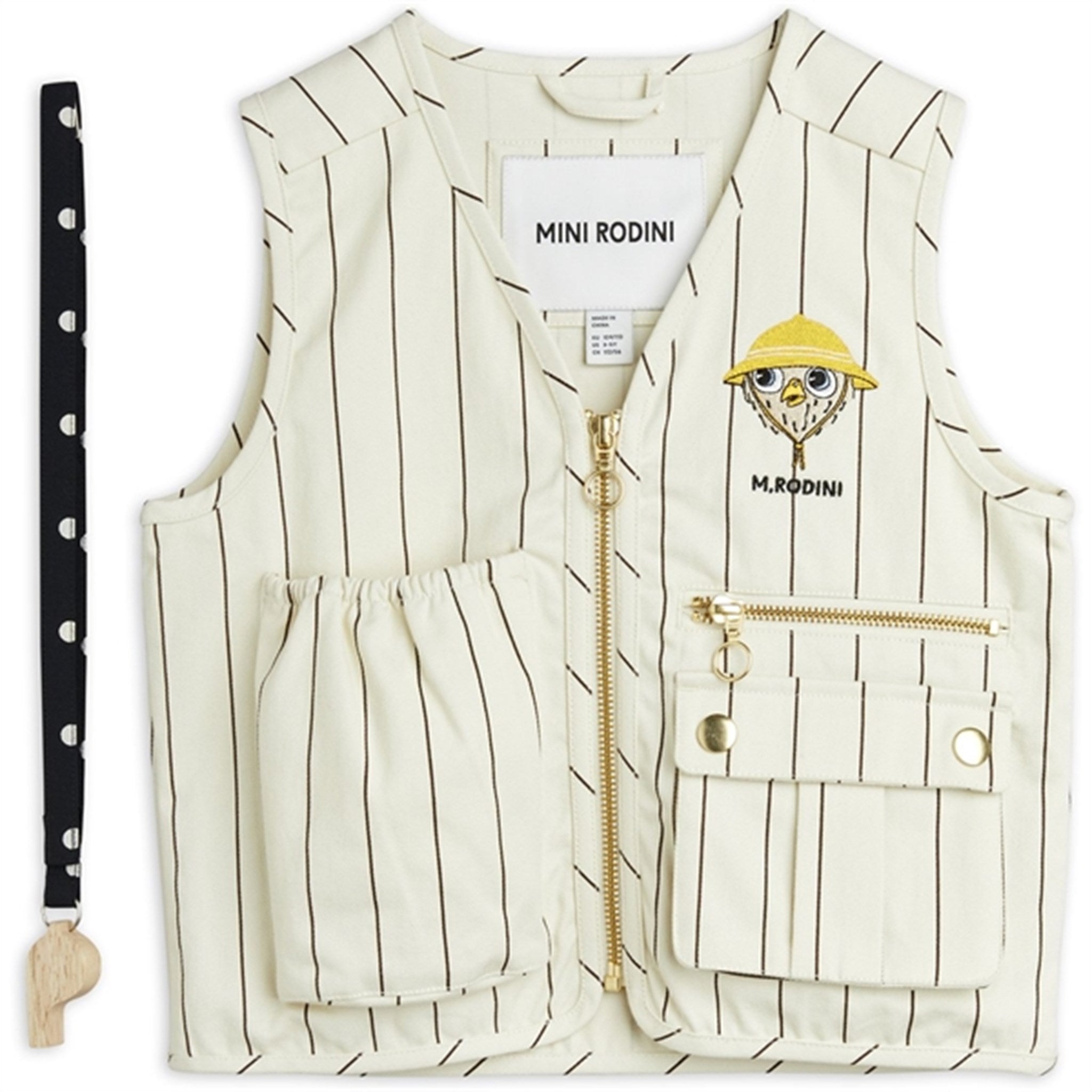 Mini Rodini Owl Emb Utility Vest Offwhite - Str. 128/134 cm