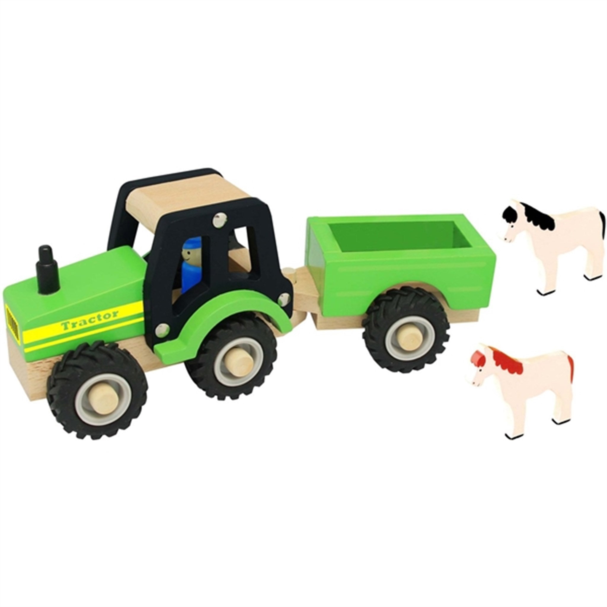 Magni Traktor I Træ M. Anhænger Og Dyr