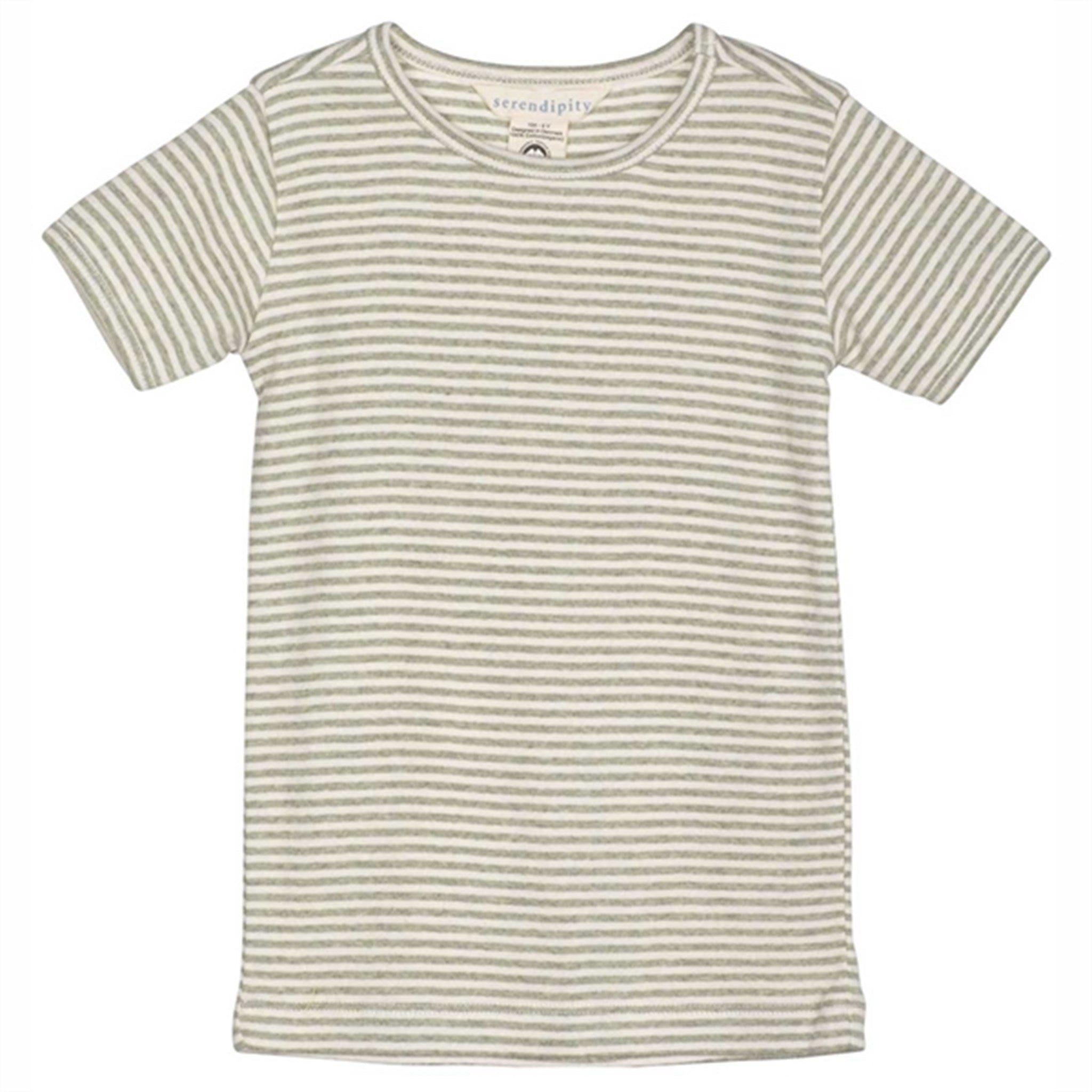 Serendipity Sage/Offwhite Stripe T-shirt - Str. 110 cm