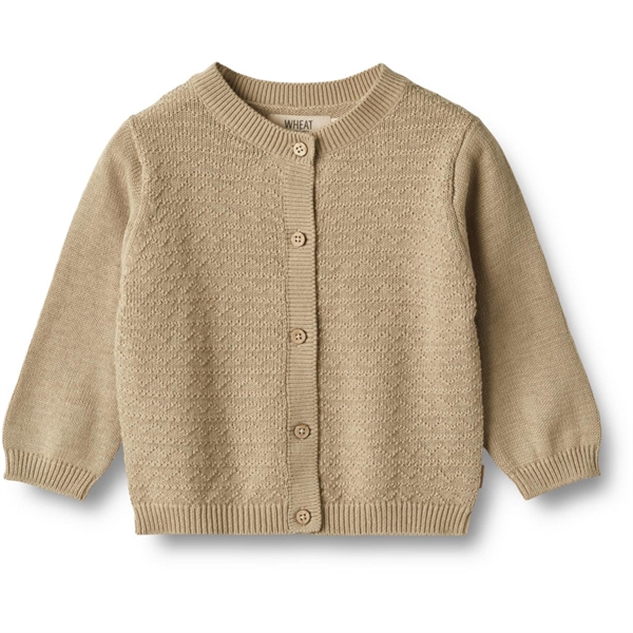 Wheat Grey Sand Strik Cardigan Bjørn - Str. 3 mdr