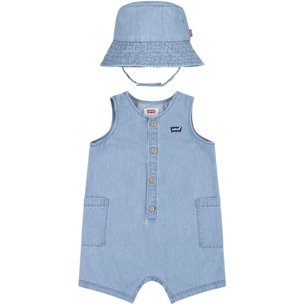 Levi's Denim Romper Og Bøllehat Summer Wind - Str. 6 mdr