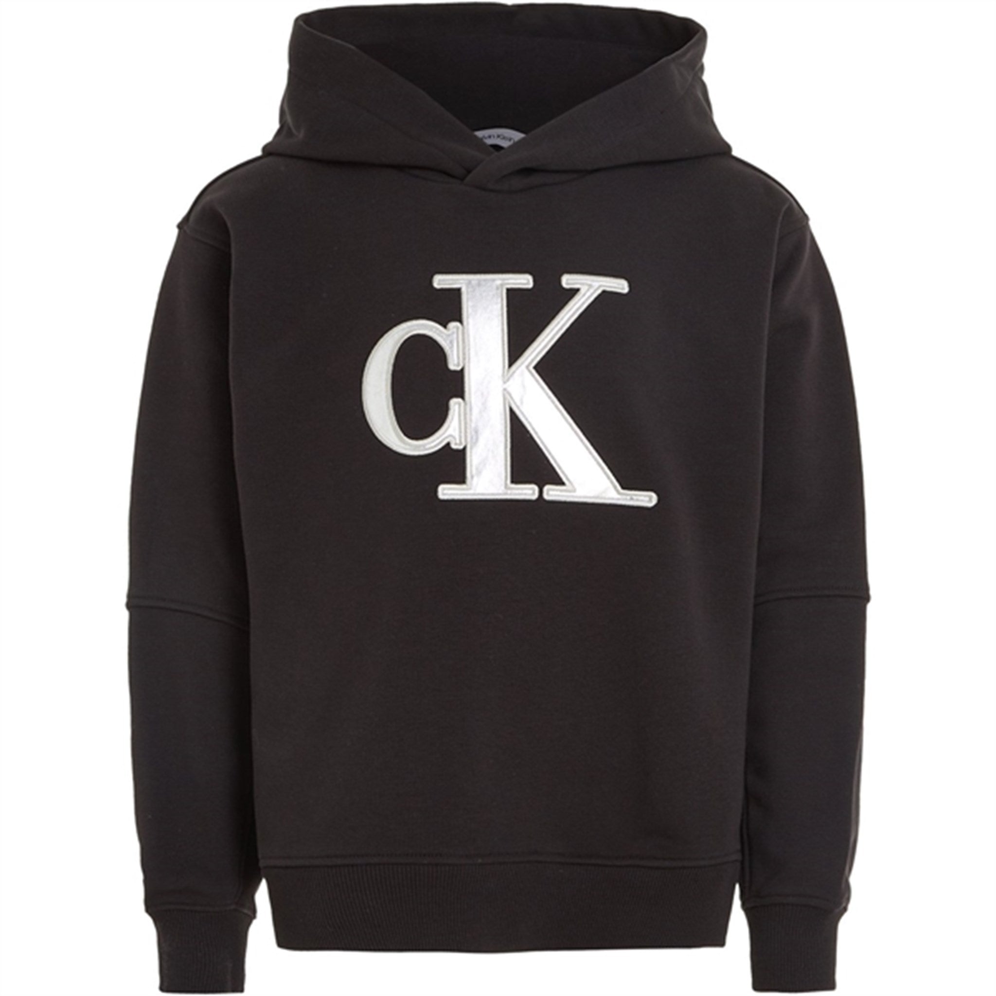 Calvin Klein Metallic Satin Monogram Hoodie Ck Black - Str. 8 år