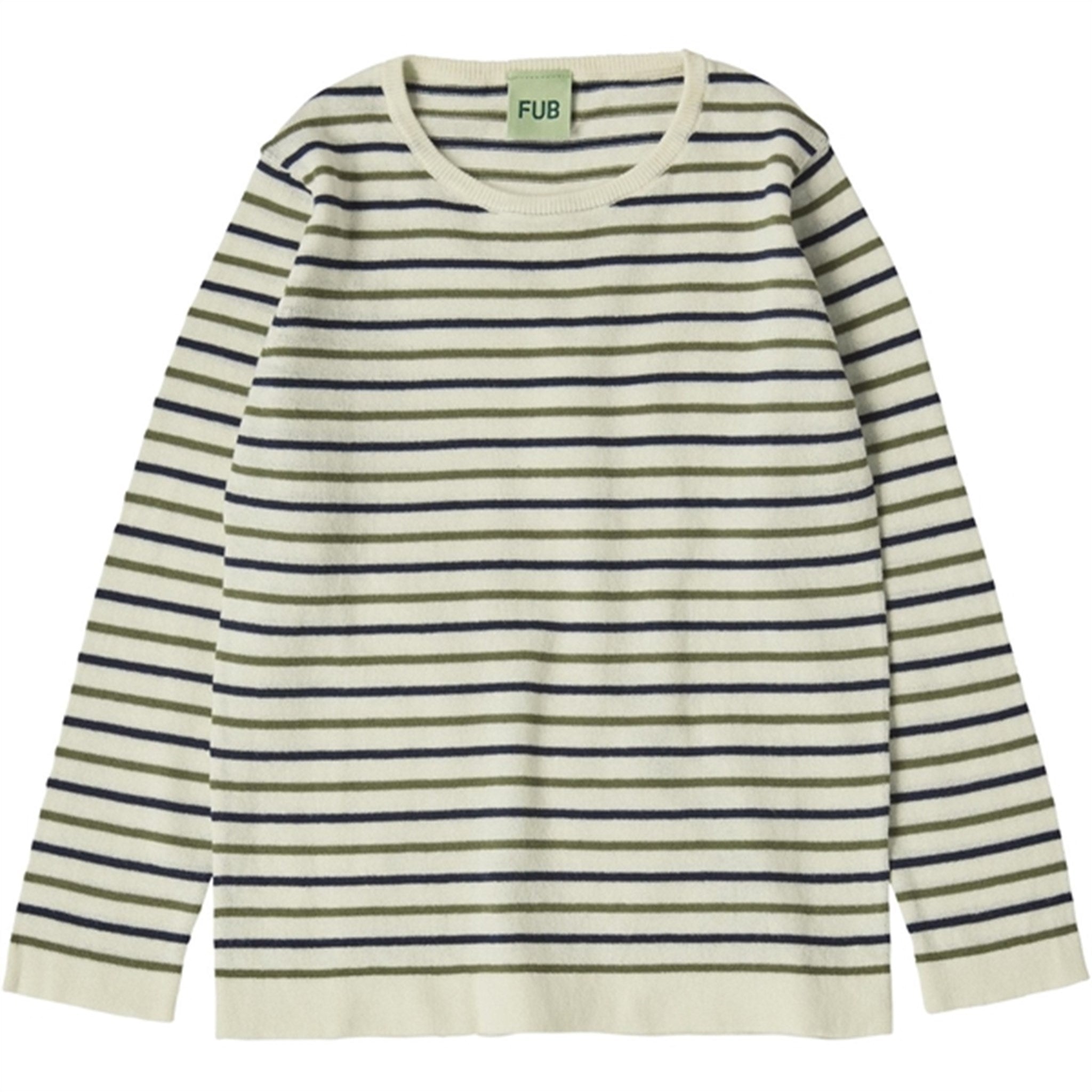 FUB Ecru/Dark Navy/Olive Contrast Striped Bluse - Str. 120