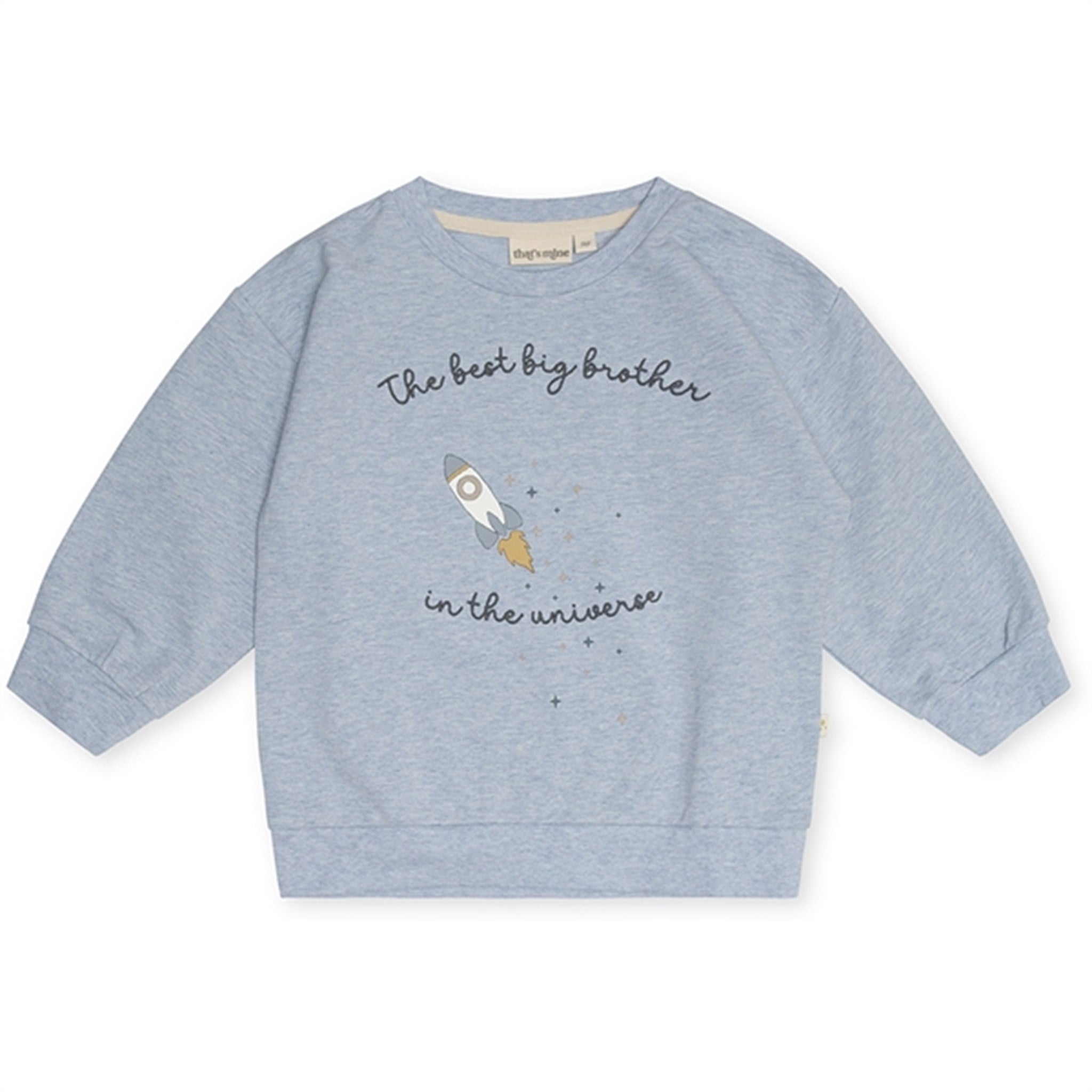 That's Mine Light Blue Melange Finley Big Brother Sweatshirt - Str. 5 år/110 cm