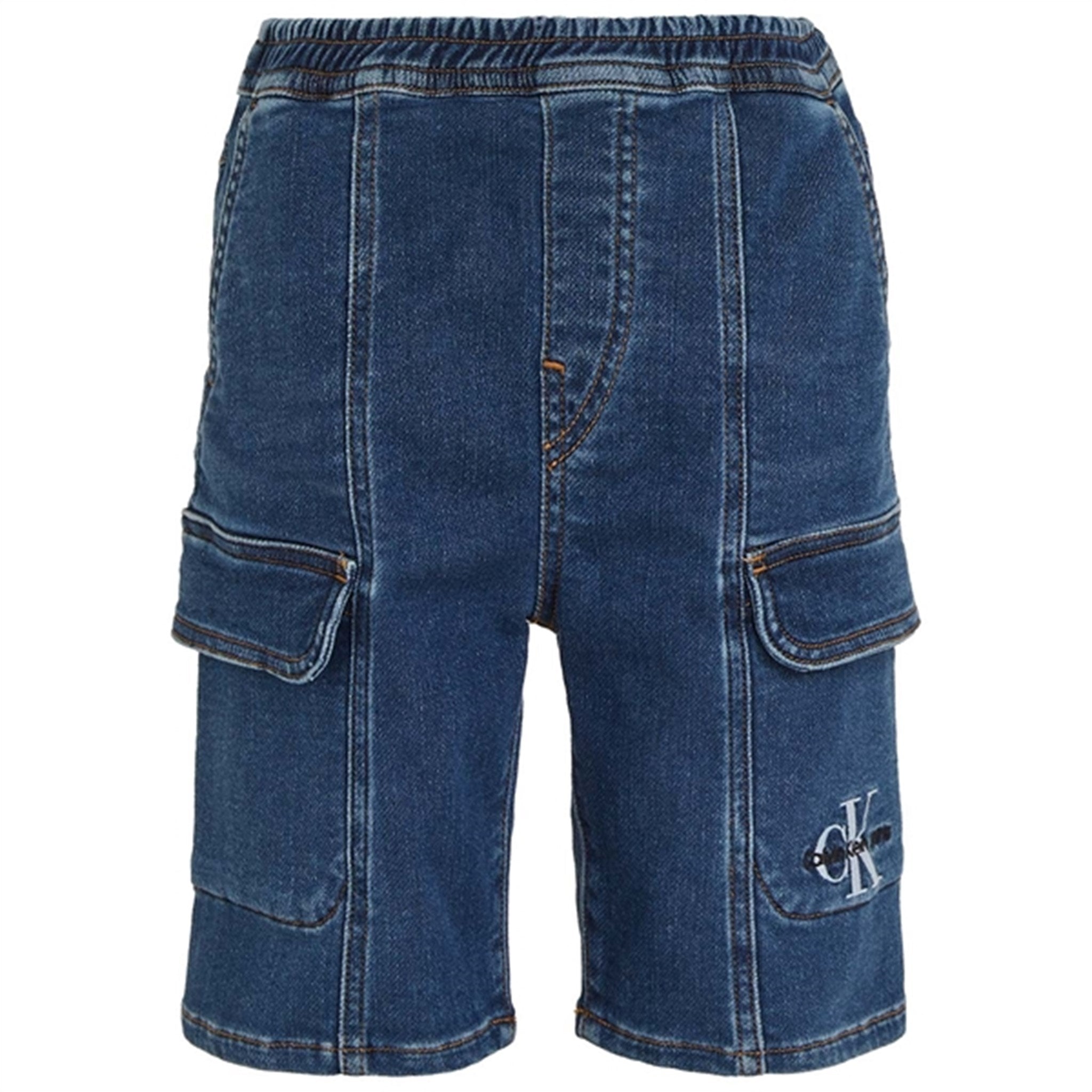 Calvin Klein Denim Cargo Sweat Shorts Mid Blue - Str. 8 år