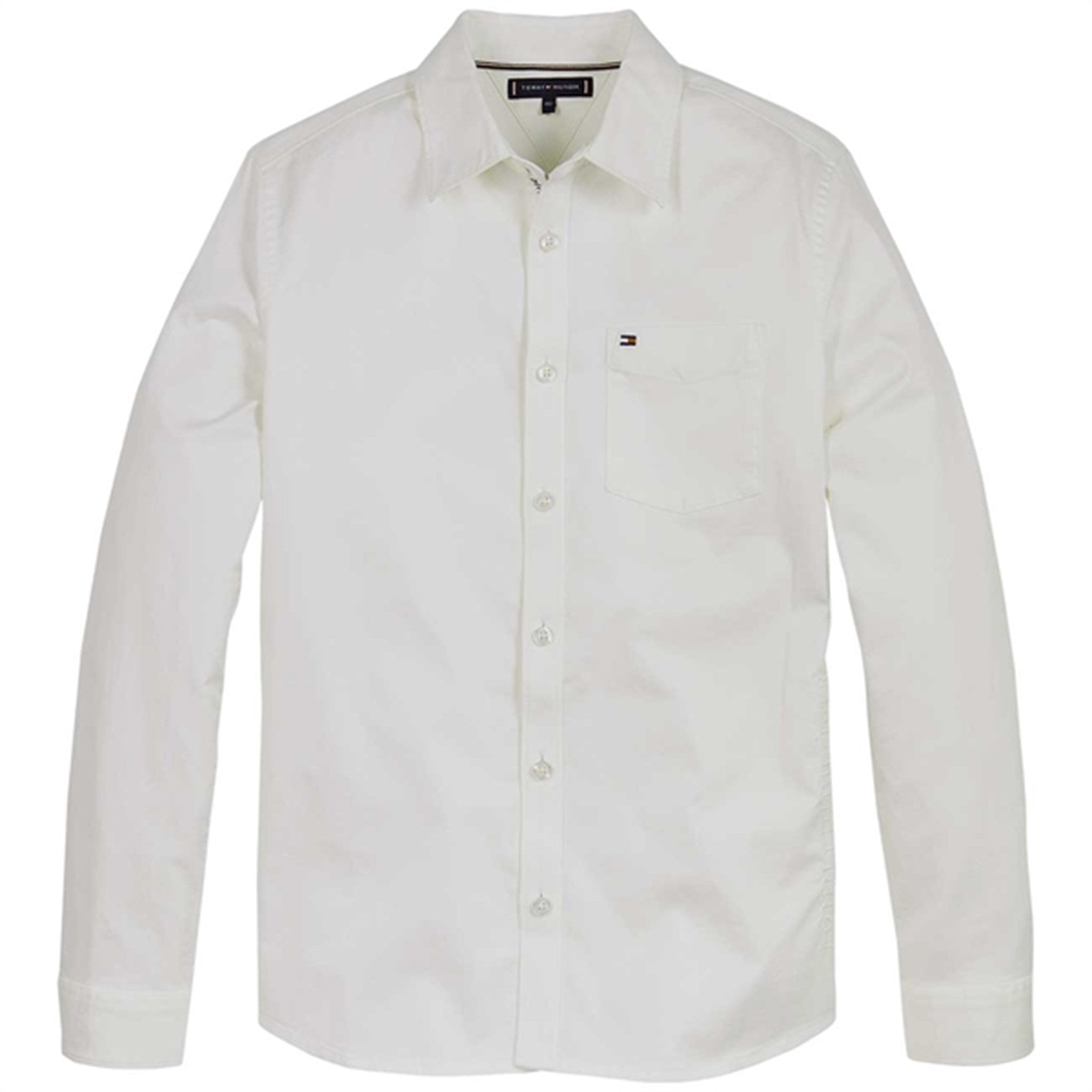 Tommy Hilfiger Stretch Twill Tonal Logo Skjorte White - Str. 10 år/140 cm