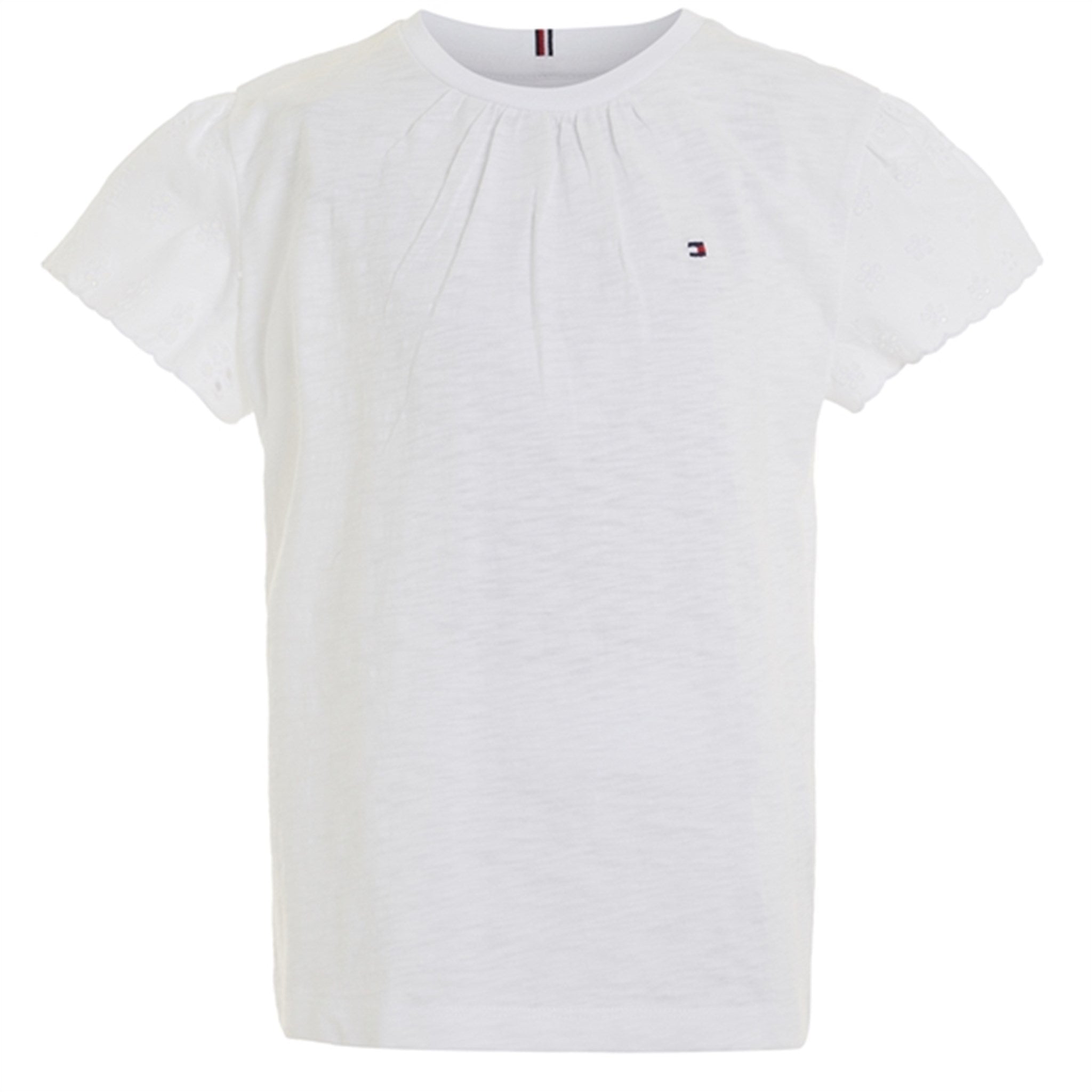 Tommy Hilfiger Broderie Anglaise Sleeve Bluse White - Str. 176 cm/16 år