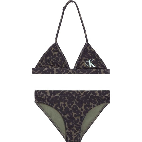 Calvin Klein Bikini Ck Leopard Olive Aop - Str. 8-10 år