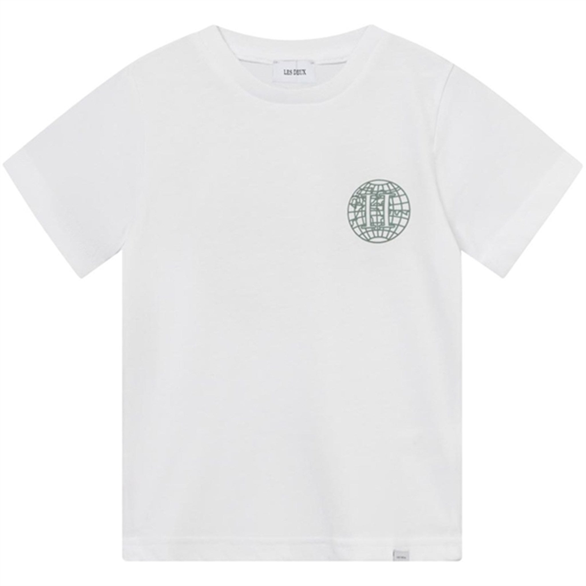 Les Deux Kids White/Dark Ivy Green Globe T-Shirt - Str. 158/164