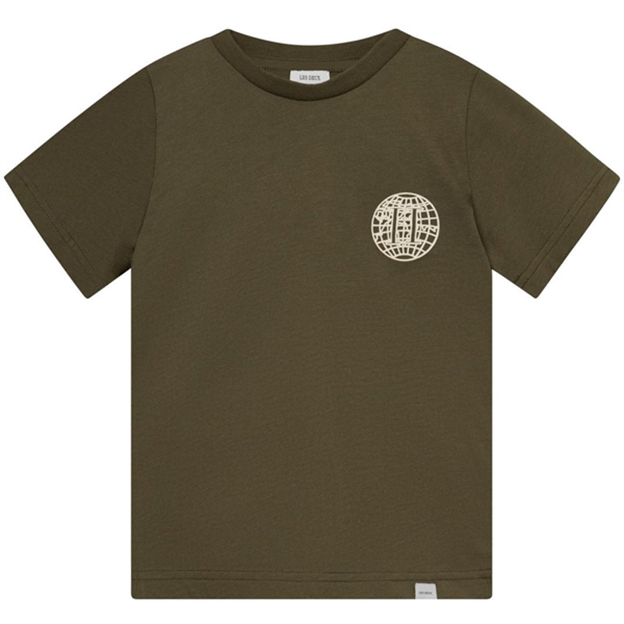 Les Deux Kids Olive Night/Ivory Globe T-Shirt - Str. 110/116