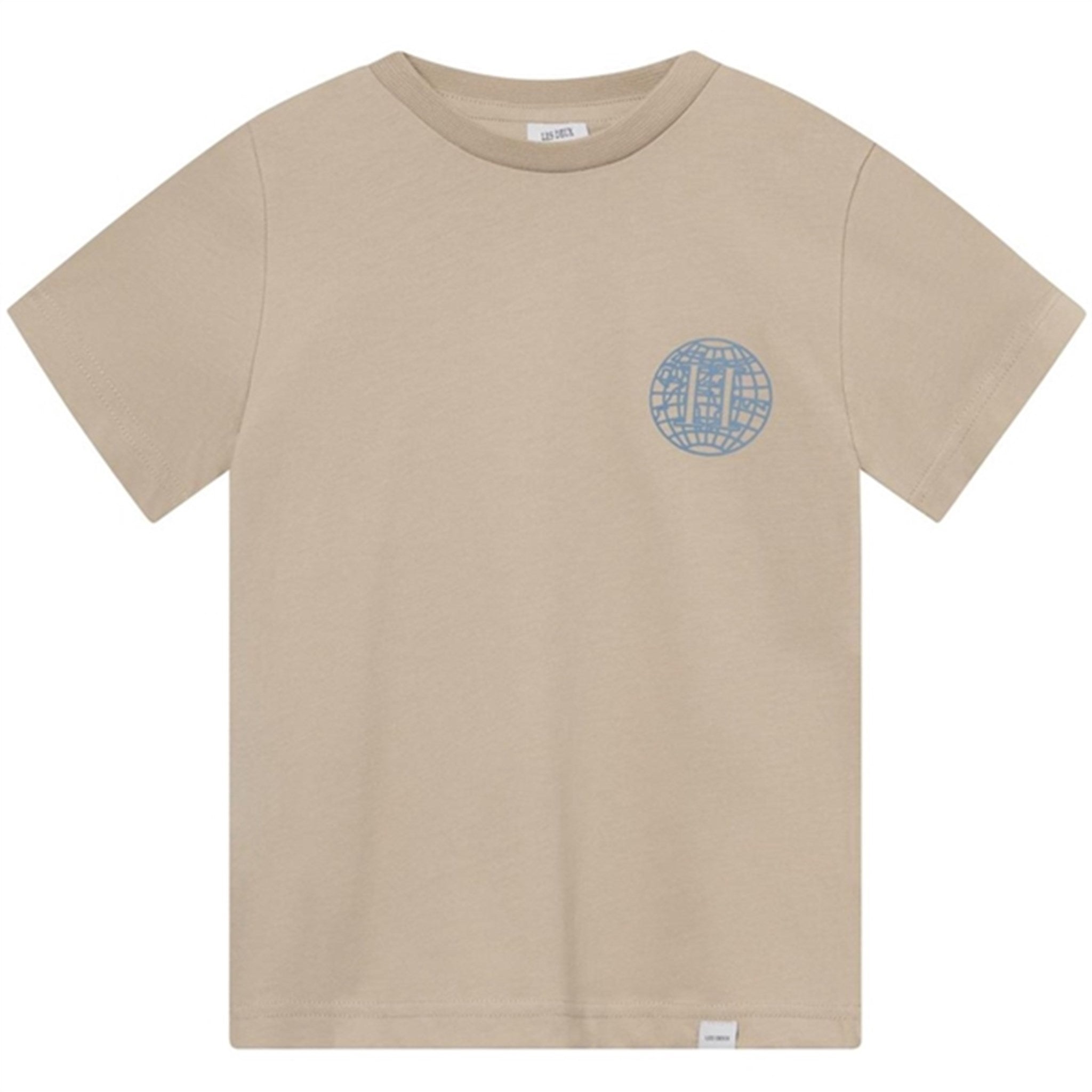 Les Deux Kids Light Desert Sand/Washed Denim Blue Globe T-Shirt - Str. 110/116
