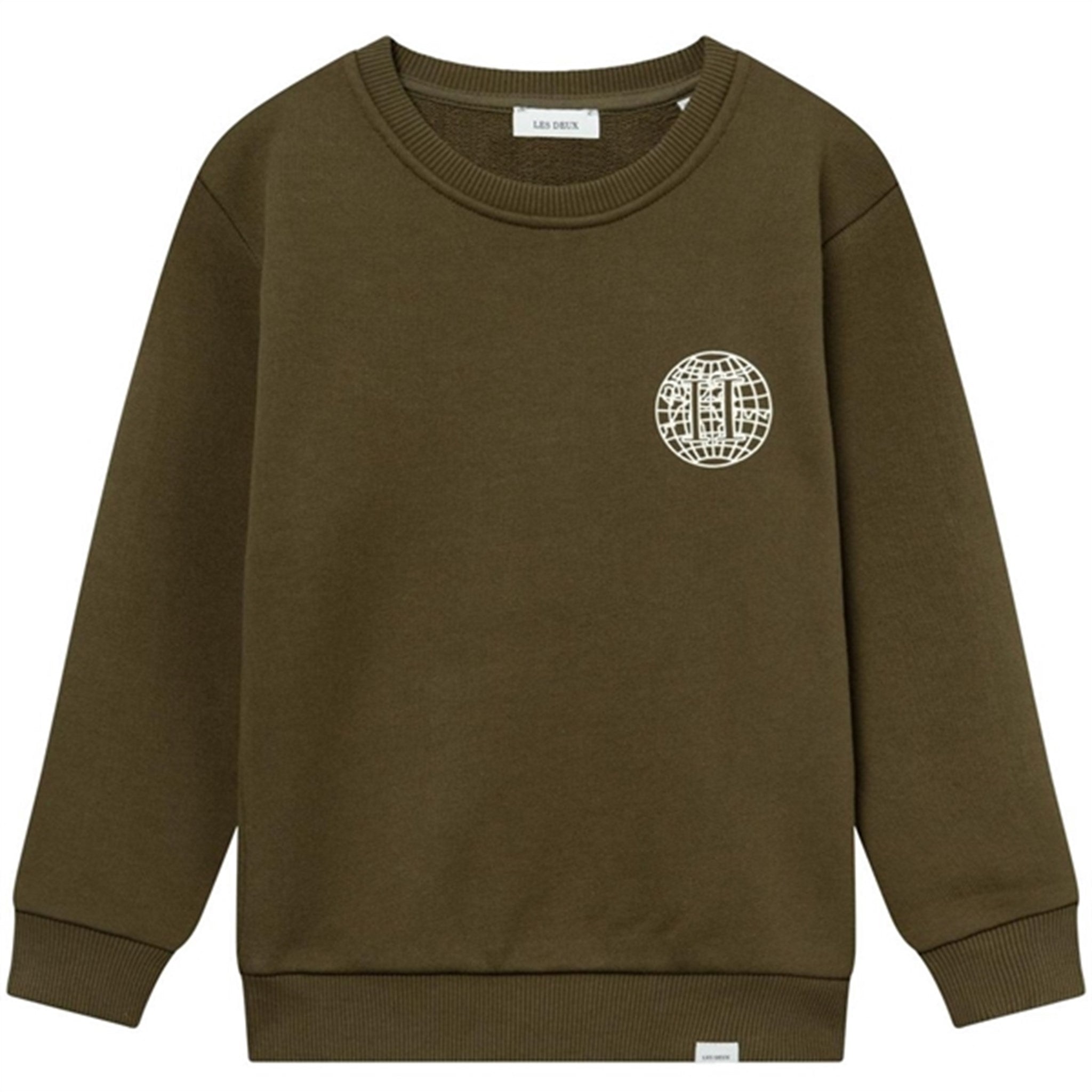 Les Deux Kids Olive Night/Ivory Globe Sweatshirt - Str. 158/164